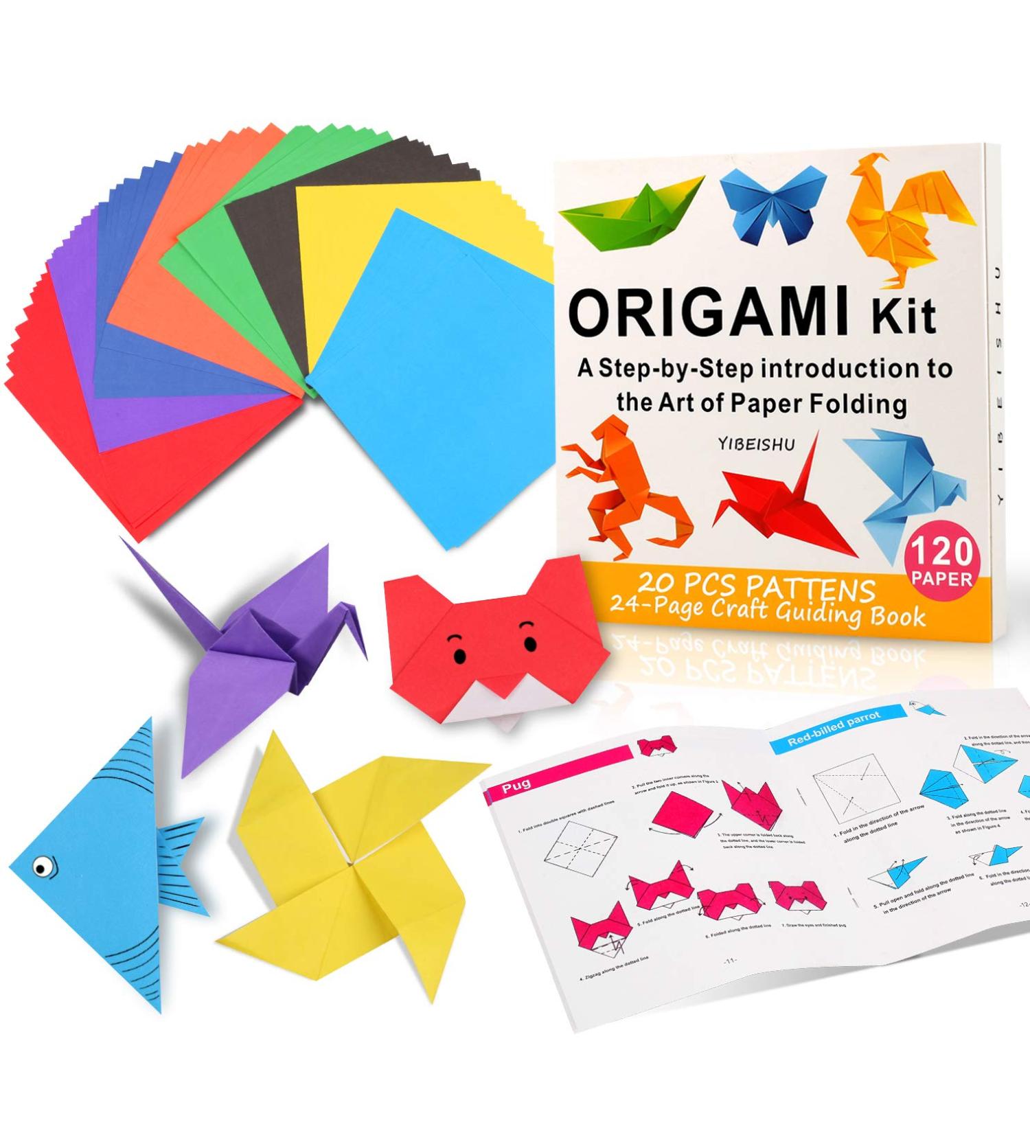 Origami Kit for Kids - 120 Sheets of 6x6 Inch Square Easy Folding Paper with Instructions Book - Fun Activity for Beginners - Ideal Birthday or Christmas Gift - Buy Online on GoSupps.com
