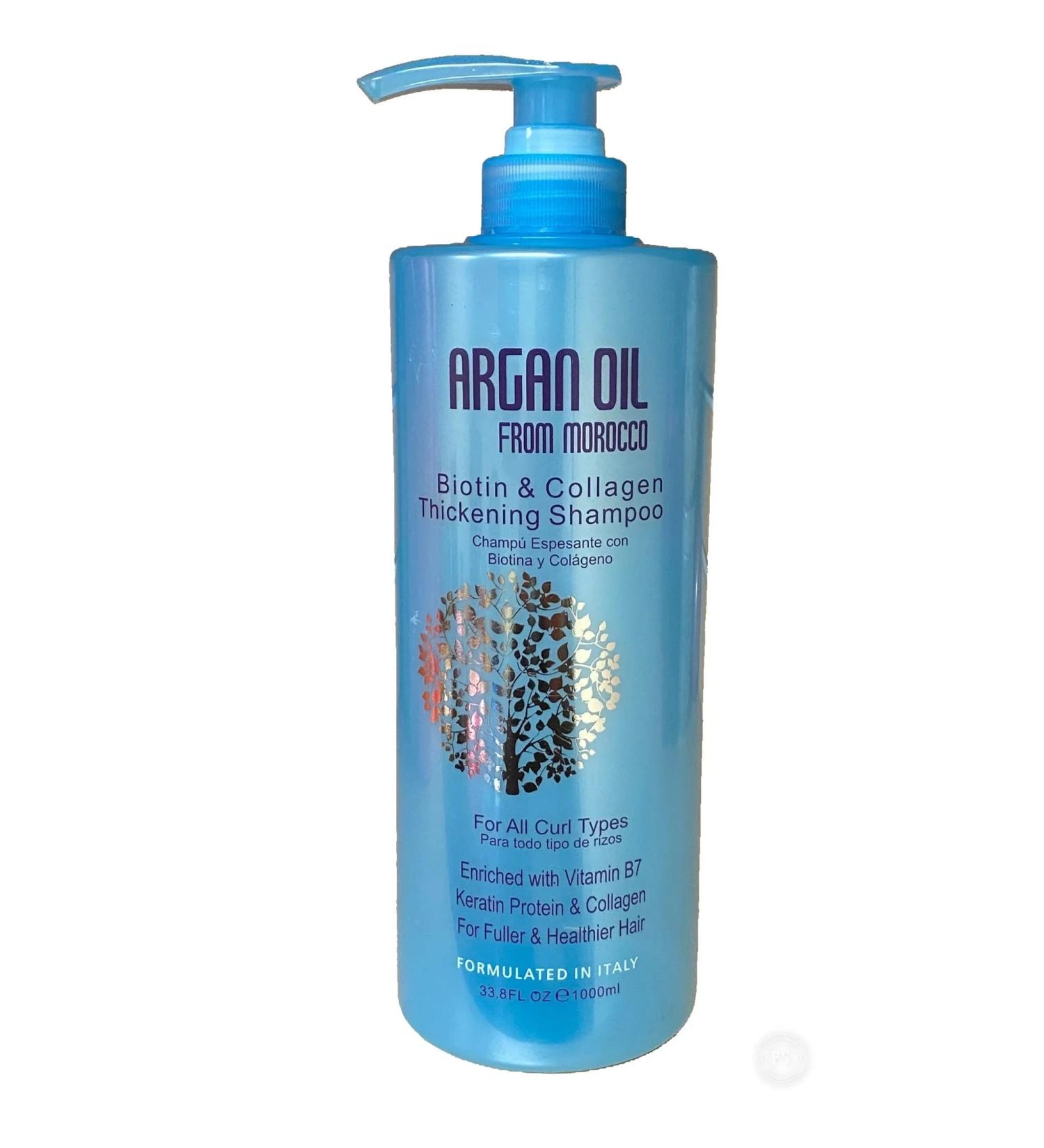 Biotin & Collagen Thickening Shampoo. For All Hair Types. Enriched with Vitamin B7. Keratin Protein & Collagen. For Fuller & Healthier Hair. 33.8 fl.oz. (1000 ml)