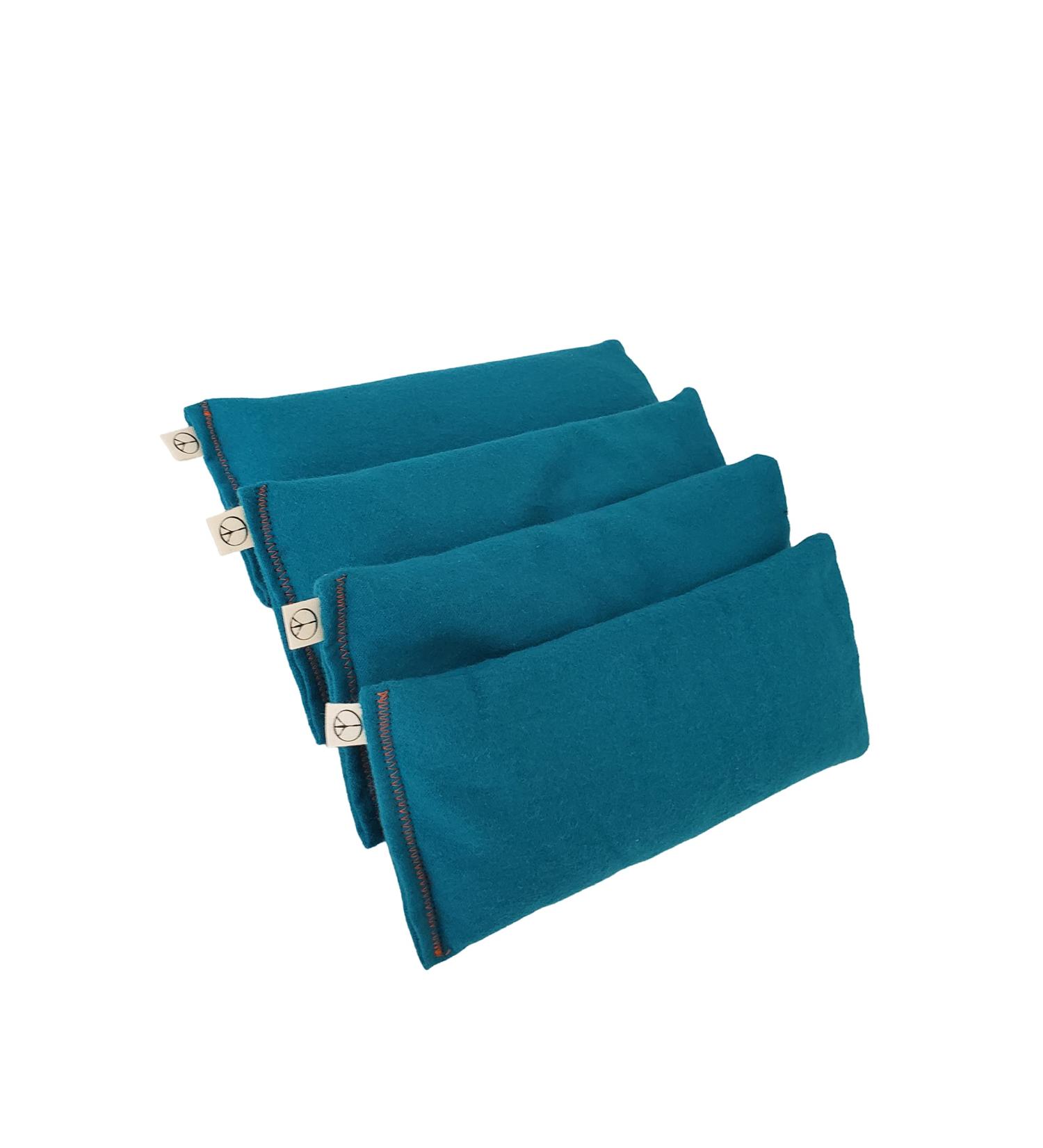 Organic Flax Seed Eye Pillows (Pack of 4) - Unscented, 8.5 x 4 Soft Cotton Flannel - Soothing & Relaxing for Yoga, Massage, Sleep and Meditation - Teal - Buy Online on GoSupps.com