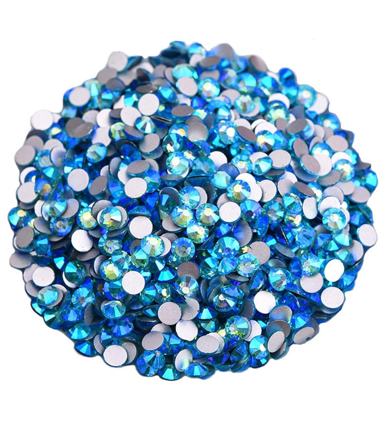 Jollin Glue Fix crystals Flat back Road stones glass glittering stones nail art gemstones round diamond gems SS20 576PCs aquamarine from aquamarine from SS20 576PCs