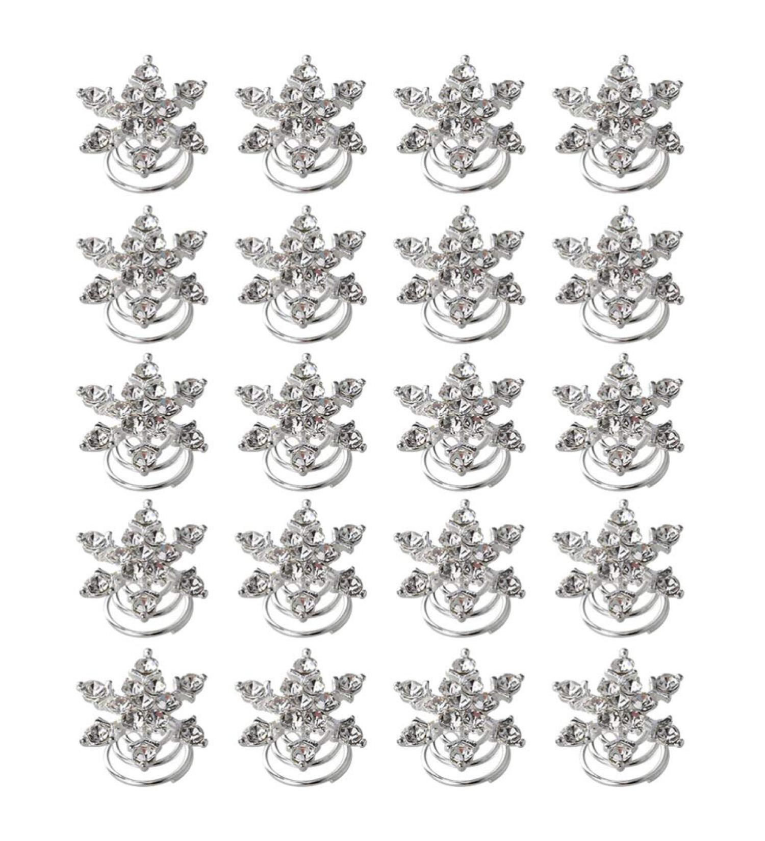Lurrose 20pcs Snowflake Hair Needles - Rhinestone Spiral Hairpins & Crystal Twists for Brides - Elegant Hair Jewelry - Buy Online on GoSupps.com