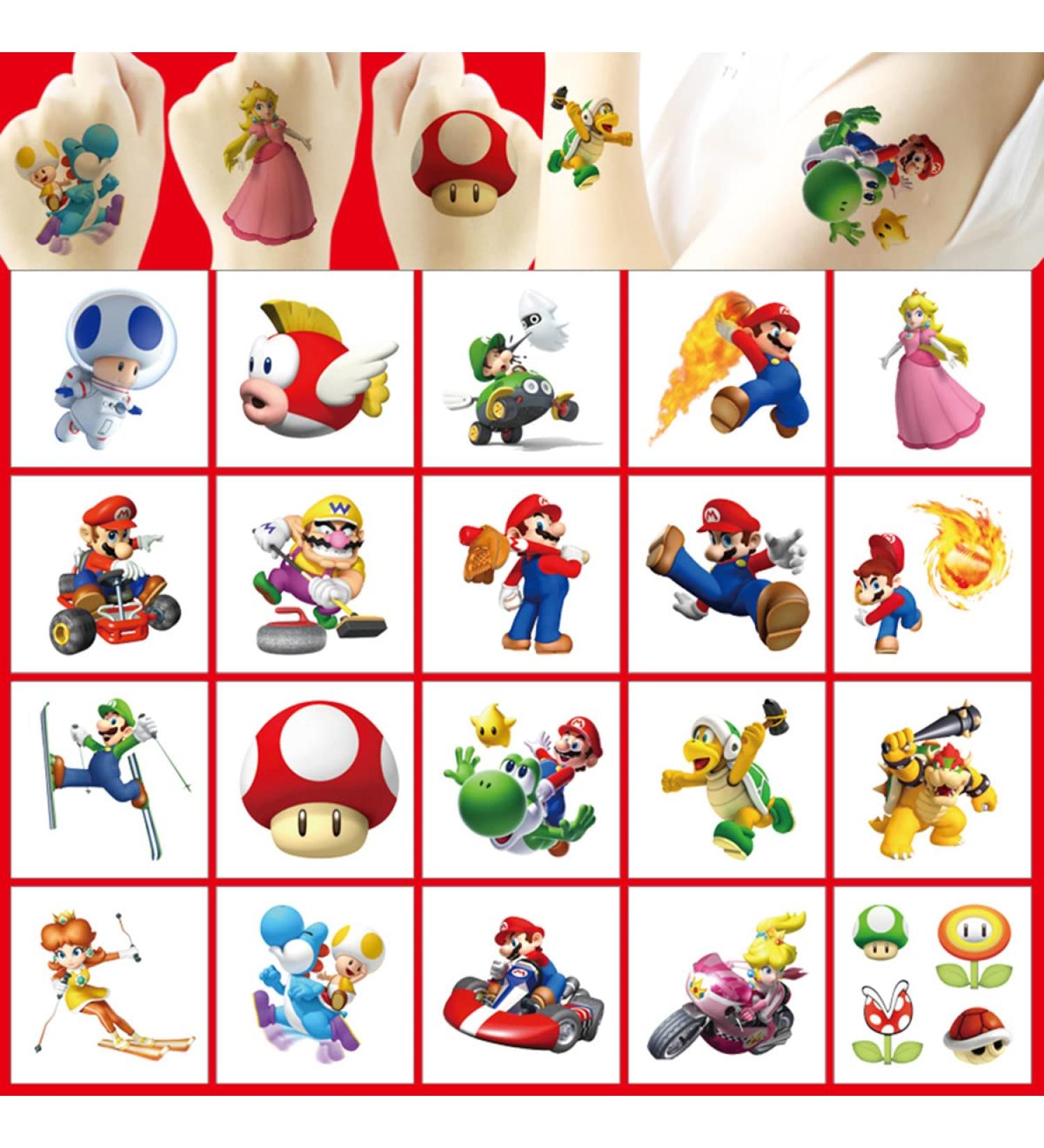 60PCS Mario Temporary Tattoos Party Favors - Cute Cartoon Decorations for Kids Birthday Party - Buy Online on GoSupps.com