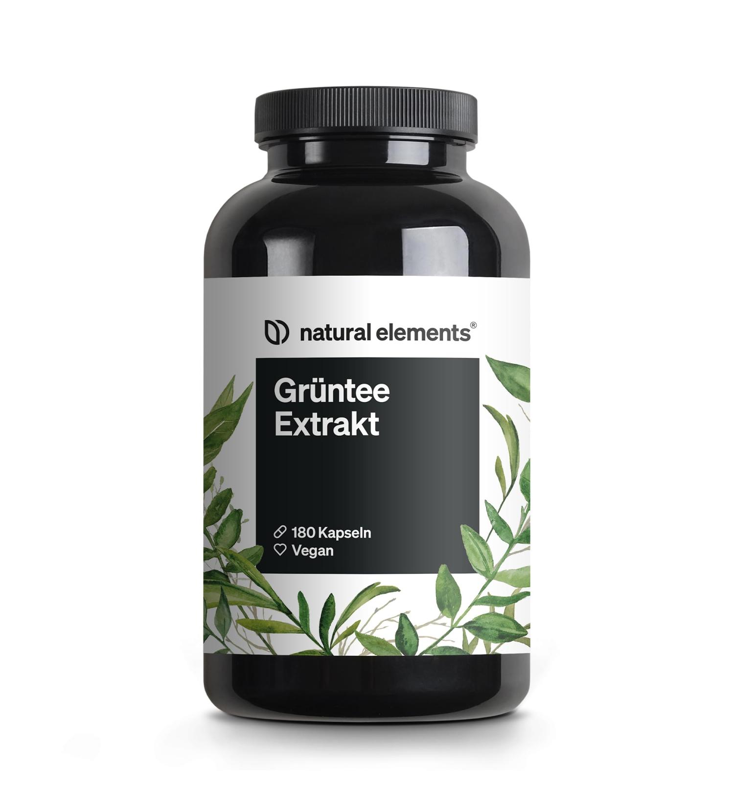Natural Elements Green Tea Extract - 180 Vegan Capsules | 1998mg Daily Dose of ECGC & Polyphenols - High Dose Additive-Free - Buy Online on GoSupps.com