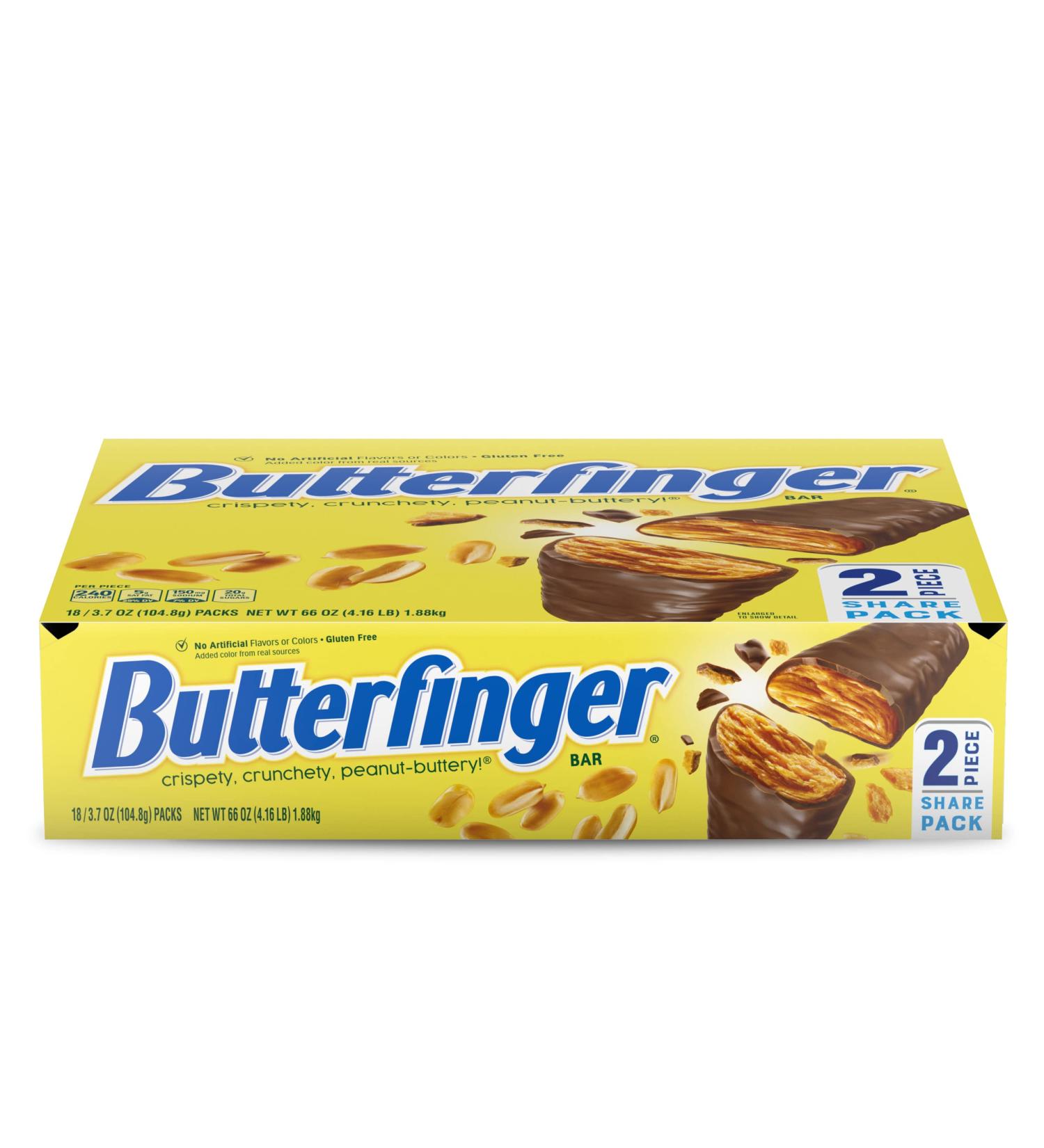 Butterfinger  Chocolatey  Peanut-Buttery  Individually Wrapped Full Size Candy Bars  Great For Halloween Candy  3.7 Oz  18 Pack Butterfinger 3.7 Ounce (Pack of 18) - Buy Online on GoSupps.com