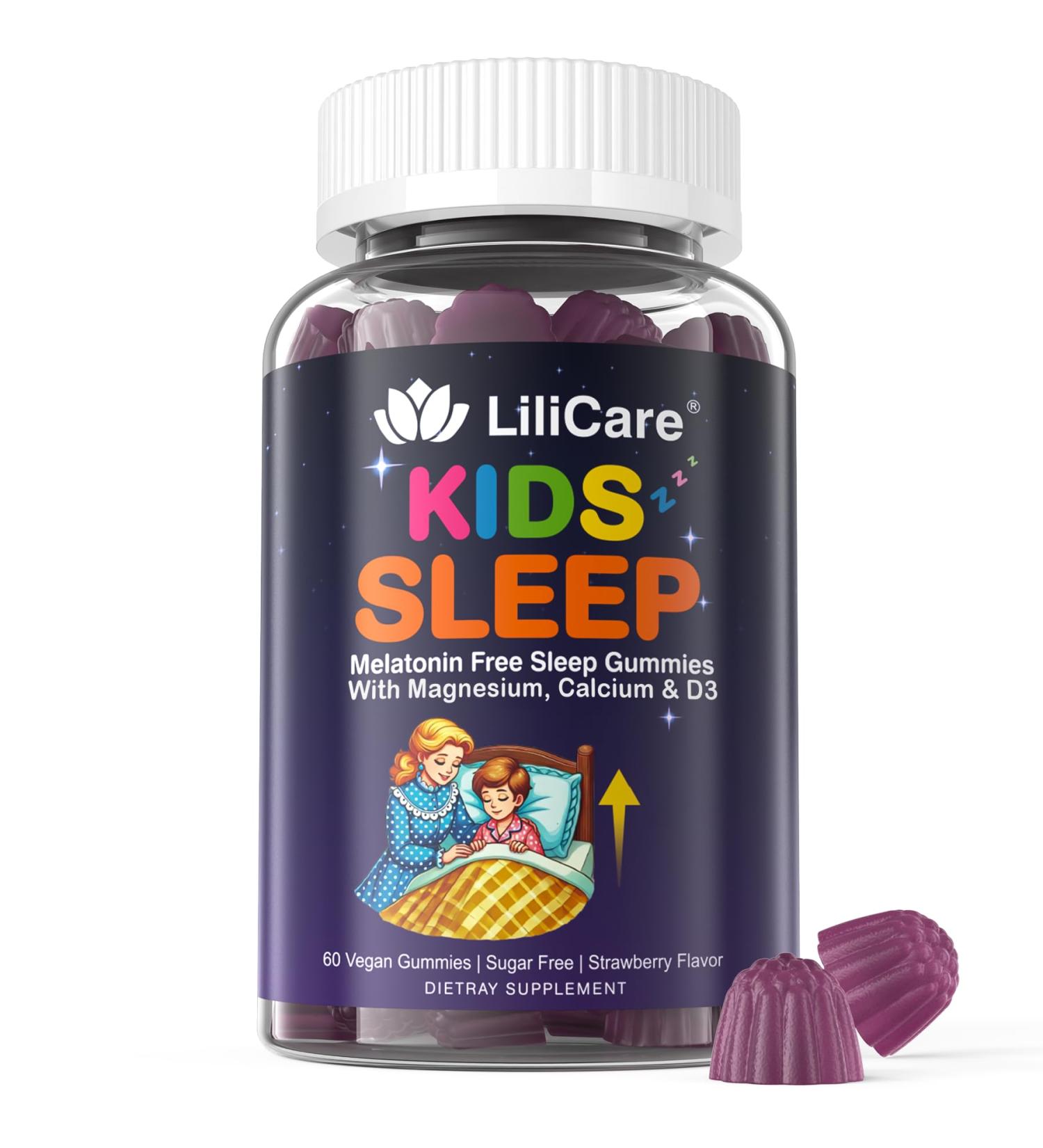 Kids Sleep Gummies - Magnesium Glycinate Gummies Melatonin Free Sleep Aid | Magnesium Calcium D3 B6 L Theanine | Kid Melatonin Alternative for Restful Sleep (Pack of 1) - Buy Online on GoSupps.com