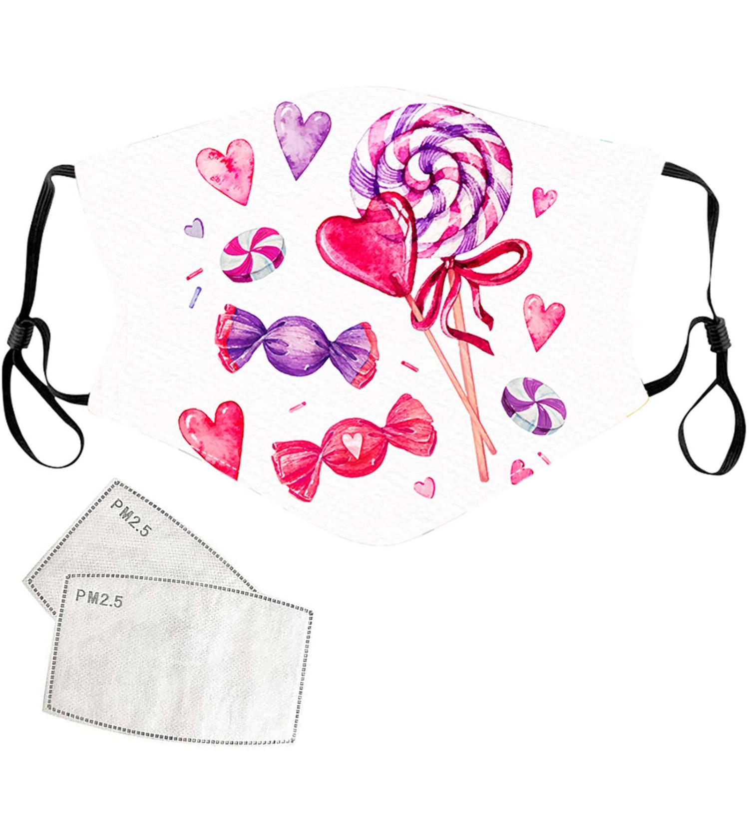 ZQP 1PC+2PCS Christmas Valentine's Day Face_Masks for Adult Resuable Washable Printed Face Bandanas Breathable for Outdoor Working Traving Camping - Buy Online on GoSupps.com