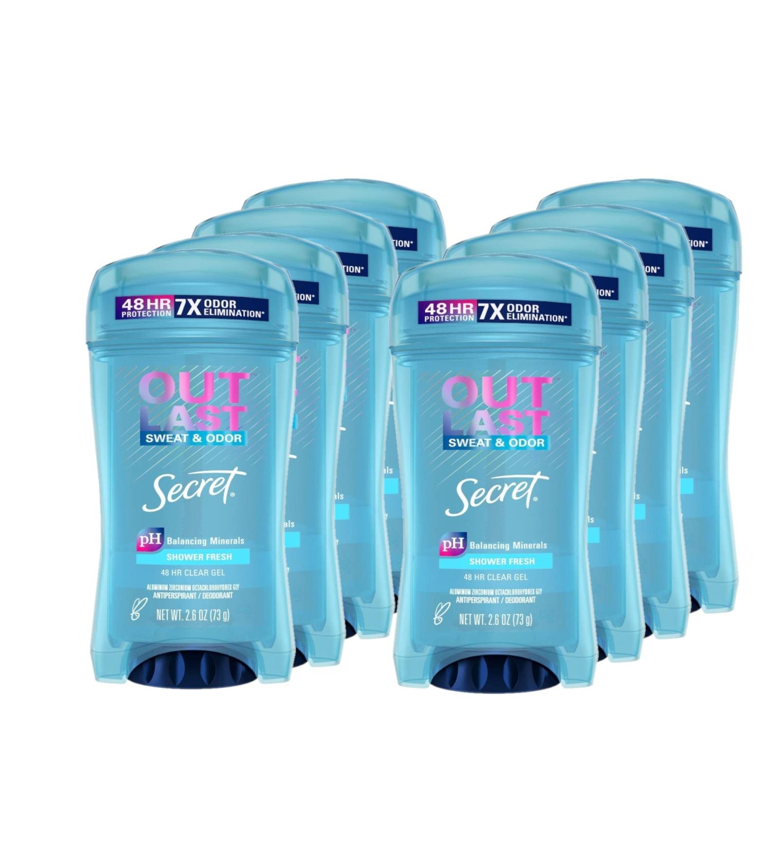 Secret Outlast Clear Gel Antiperspirant Deodorant 2.6 oz, Shower Fresh Scent (Pack of 8) - Buy Online on GoSupps.com