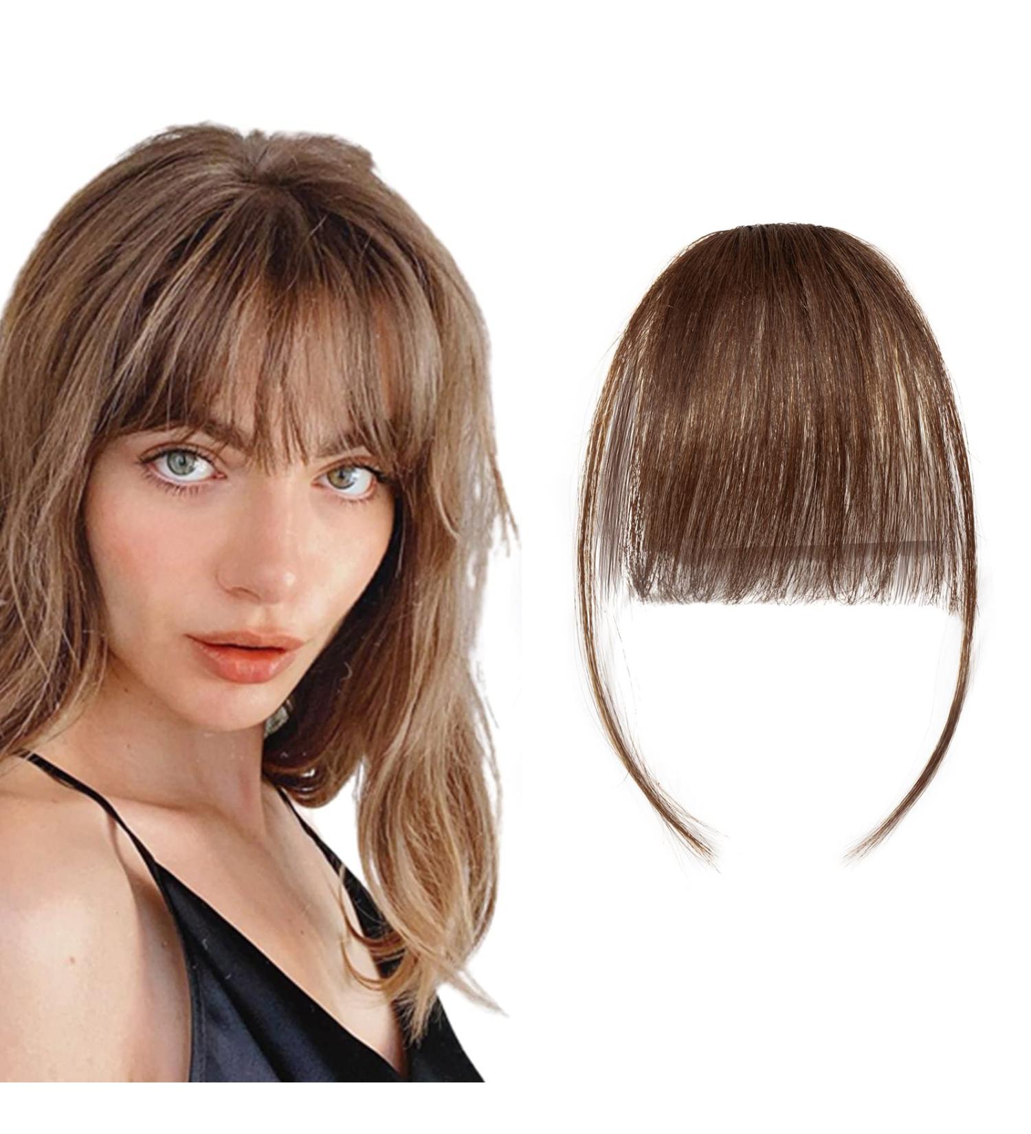 Rich Choices Fringe Clip in Hair Brown Clip on Fringe French Hair Fringe Clip Side Clip in Fringe Human Hair Bangs Hair Clip 3g Air Bangs #4 Medium Brown Air bangs-1PC Medium Brown - Buy Online on GoSupps.com