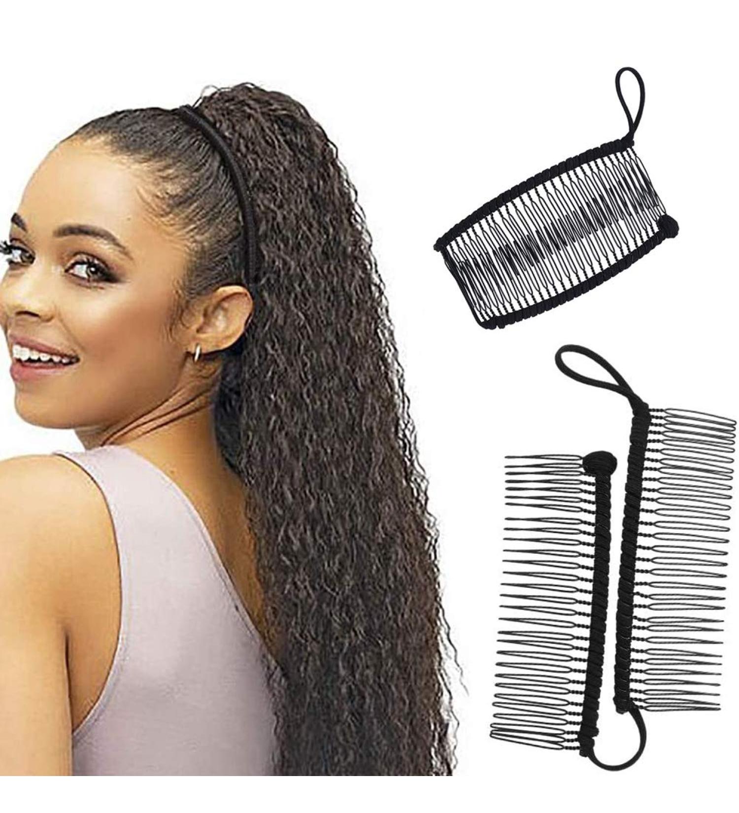 Vintage Banana Hair Clips - 2 Pack Fishtail Hair Accessories for Girls | Durable Ponytail Holders with Large Rounded Edges (Black 30 Tooth Comb) - Buy Online on GoSupps.com