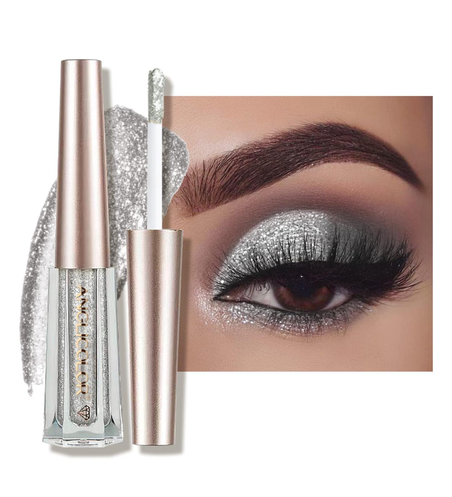 Anglicolor Liquid Glitter Eyeshadow Vegan - Highly Pigmented Diamond Gel Eyeliner - Shimmer Makeup for Eyes - Silver (#7) - Buy Online on GoSupps.com