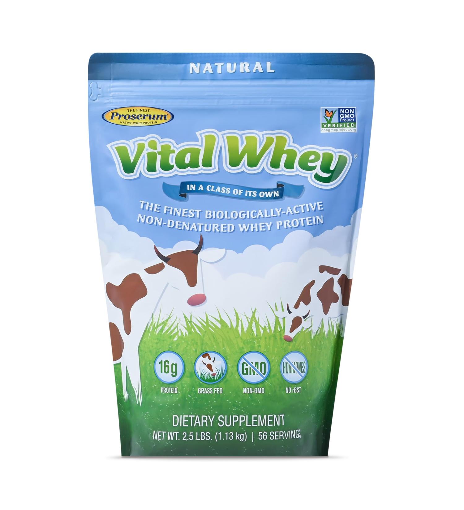 Grass-Fed Whey Protein Powder for Immune Vitality Natural Flavor 2.5lbs (56 Servings) 15g Protein Per Serve Vital Whey Clean Holistic Wellness Nutrition Natural 2.5 Pound (Pack of 1) - Buy Online on GoSupps.com