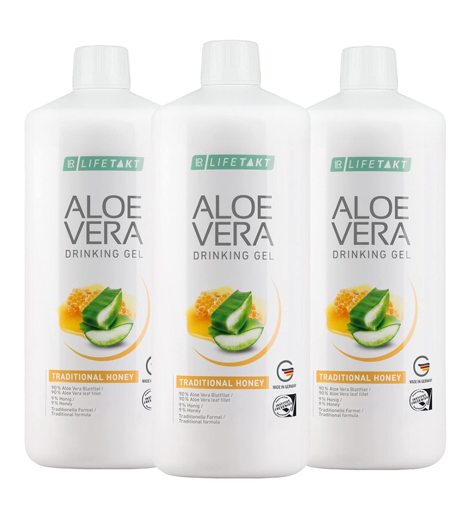 LR LIFETAKT Aloe Vera Drinking Gel with Honey - 3x1000ml - Premium Food Supplement for Health & Wellness - International Shipping Available - Buy Online on GoSupps.com