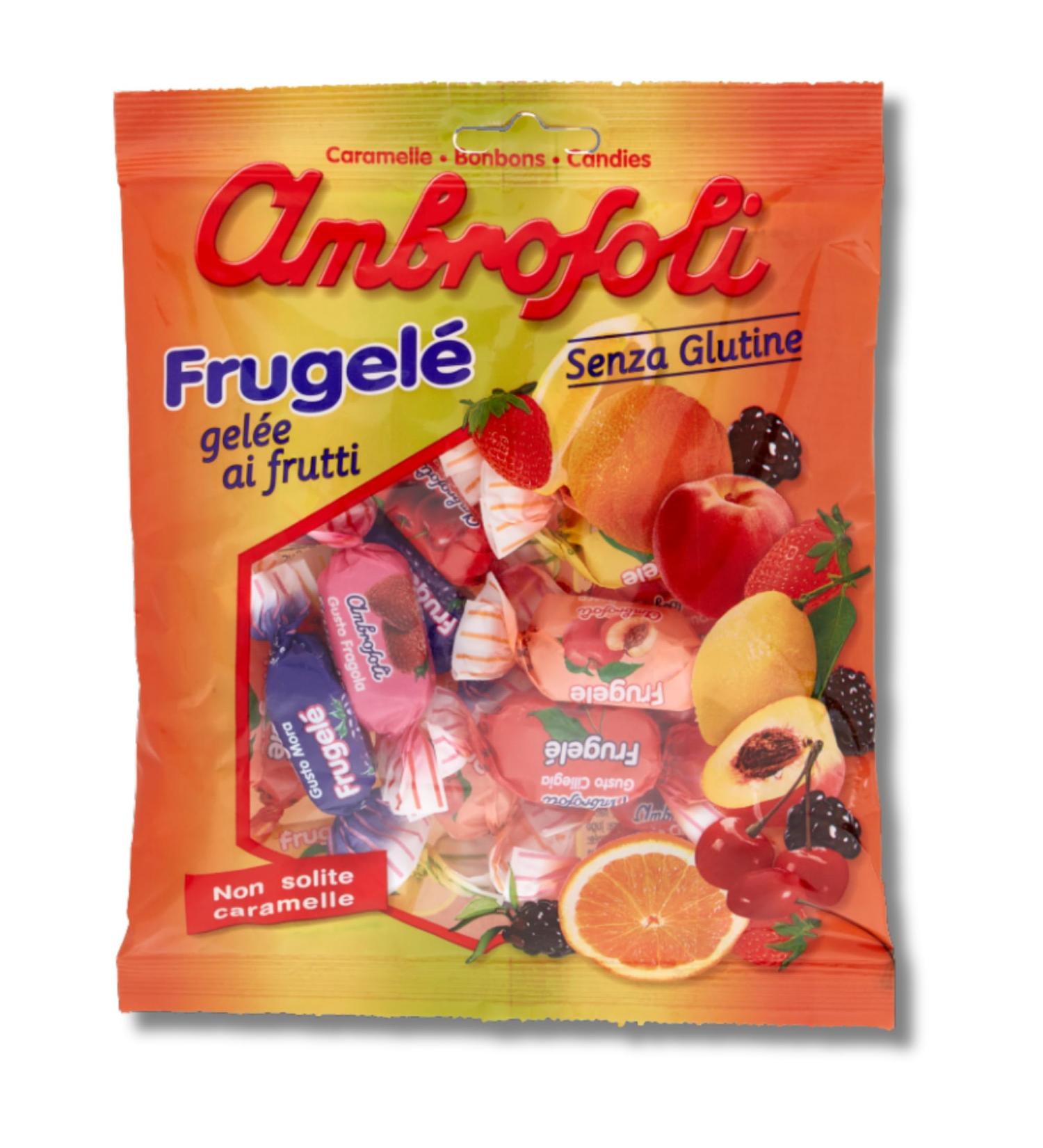  Ambrosoli Ambrosoli Fruit jelly with strawberry lemon orange black cherry peach and blackberry 130g bag of soft fruit candy - Buy Online on GoSupps.com