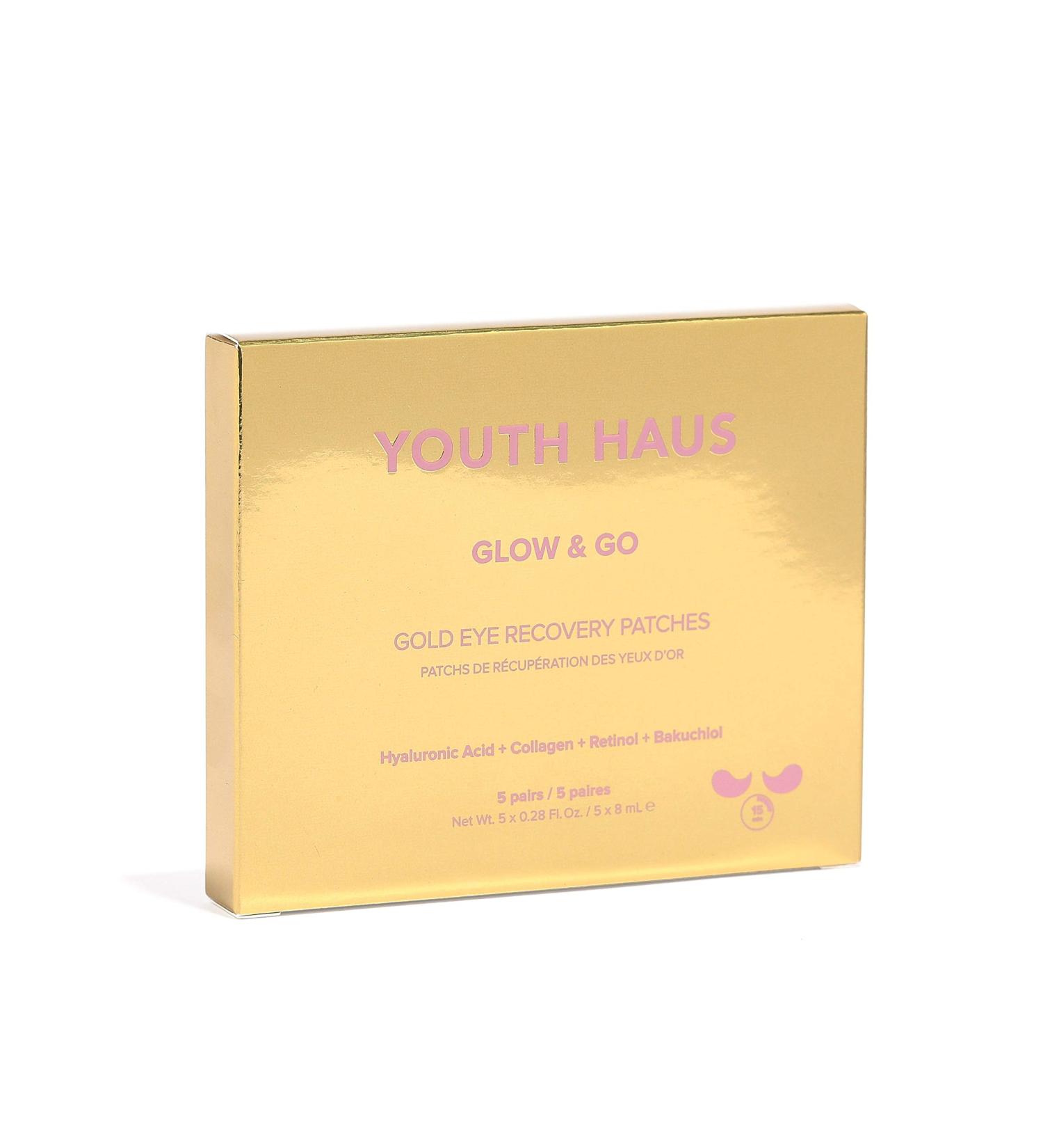 Skin Gym Youth Haus Gold Eye Recovery Patches with Collagen, Hyaluronic Acid, and Retinol - 5 Count - Buy Online on GoSupps.com