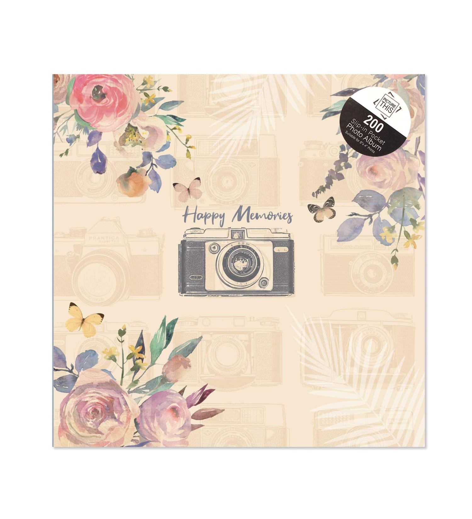 Tallon Vintage Cream Happy Memories 6x4 Photo Album Memo Slip in Holds 200 Photos Camera