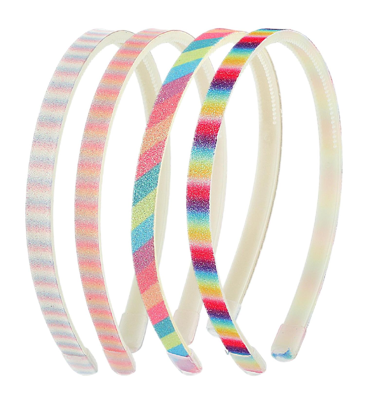 WLLHYF Glitter Headband 4pcs Plastic Sparkly Cute Non Slip Chunky Hairbands Thick Bling Confetti Rainbow Hair Bands with Teeth Little Girls Colorful Hair Accessories Rainbow color - Buy Online on GoSupps.com