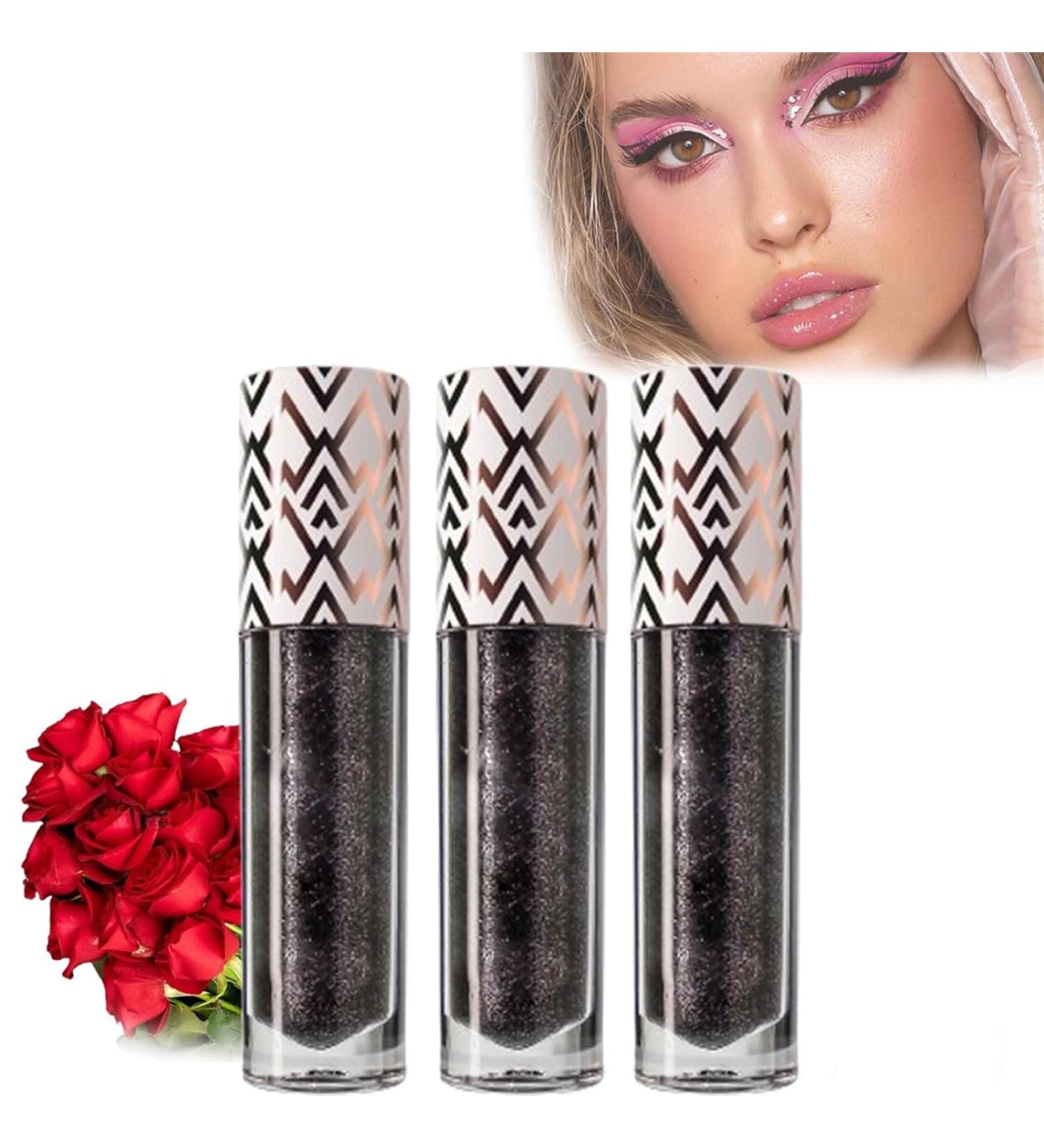 Black Glitter Lip Gloss Diamond Shimmer Nourishing Lipstick Non-sticky Long Lasting Moisturizing Lip Gloss Liquid Lip Gloss Lip Gloss for Women - Buy Online on GoSupps.com