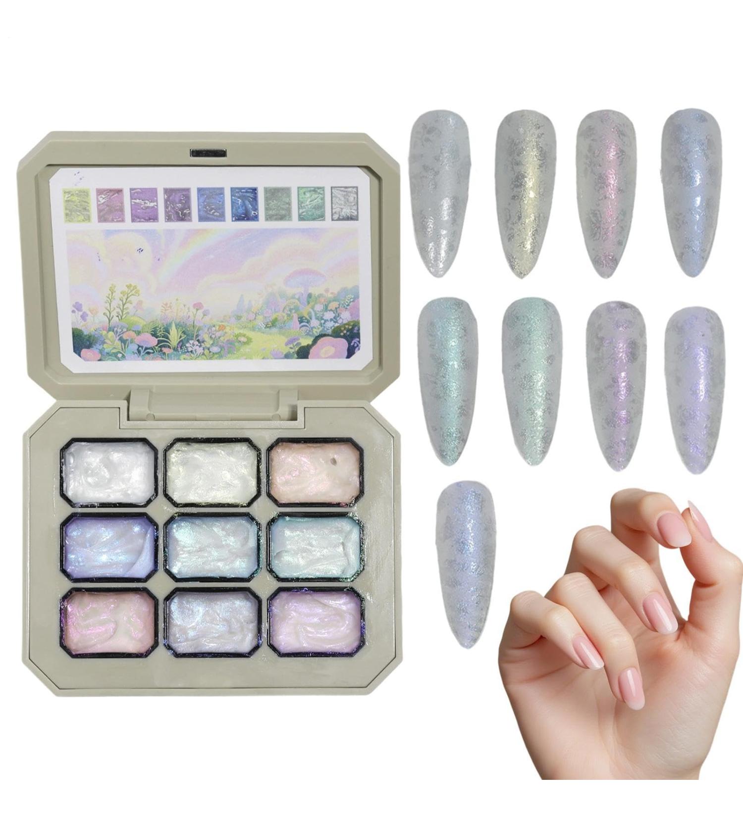Gradient Dab Gel - 9-Pocket Palette Nail Styling Supplies | Solid gel glue for artistic manicures at home for travel parties or use by nail art enthusiasts - Buy Online on GoSupps.com