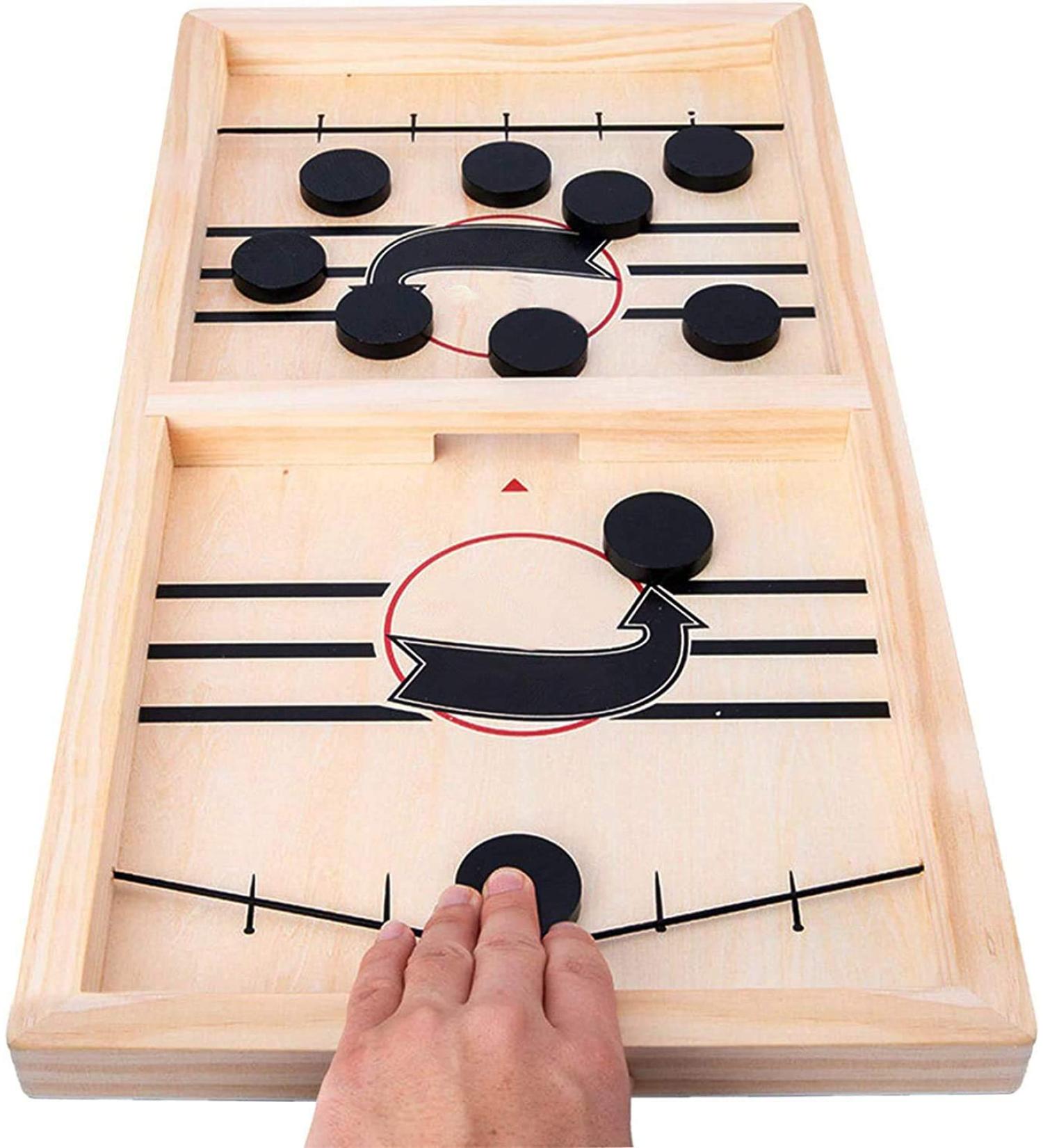 Moopok Fast Sling Puck Wooden Hockey Game | Desktop Battle Table Game for Adults and Kids - Family Fun - Buy Online on GoSupps.com