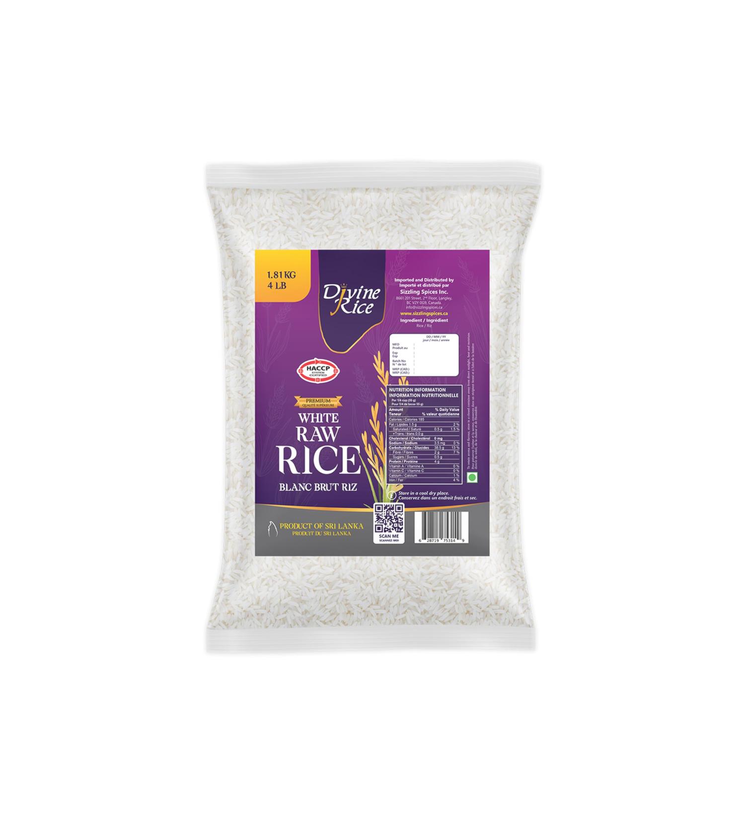 Divine Rice White Raw Rice 4lb Pack Premium Quality Sri Lankan Rice for Everyday Cooking and Authentic Recipes