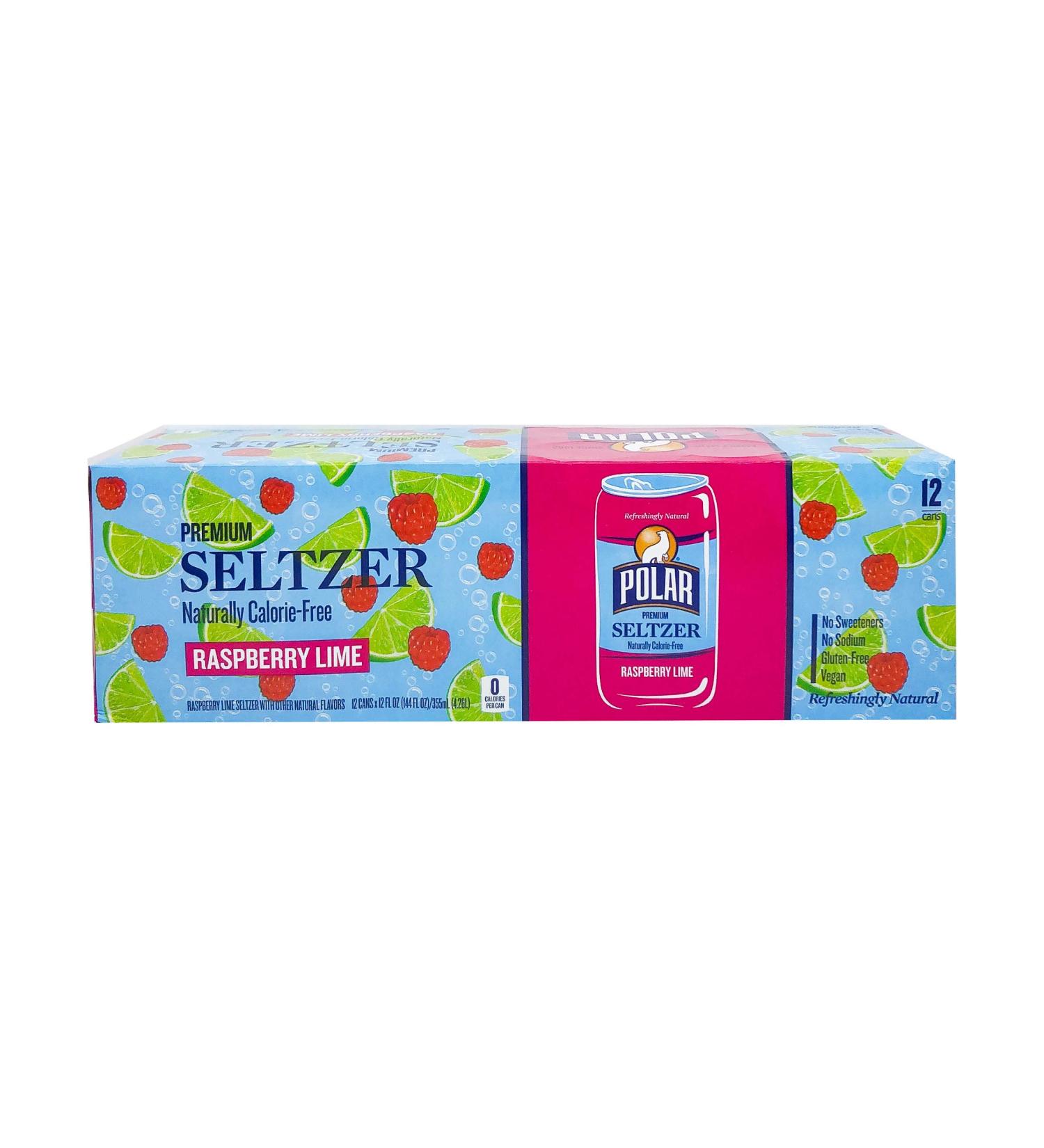 Polar Seltzer Raspberry Lime 12 fl oz - Pack of 12 | Refreshing Sparkling Water - Buy Online on GoSupps.com