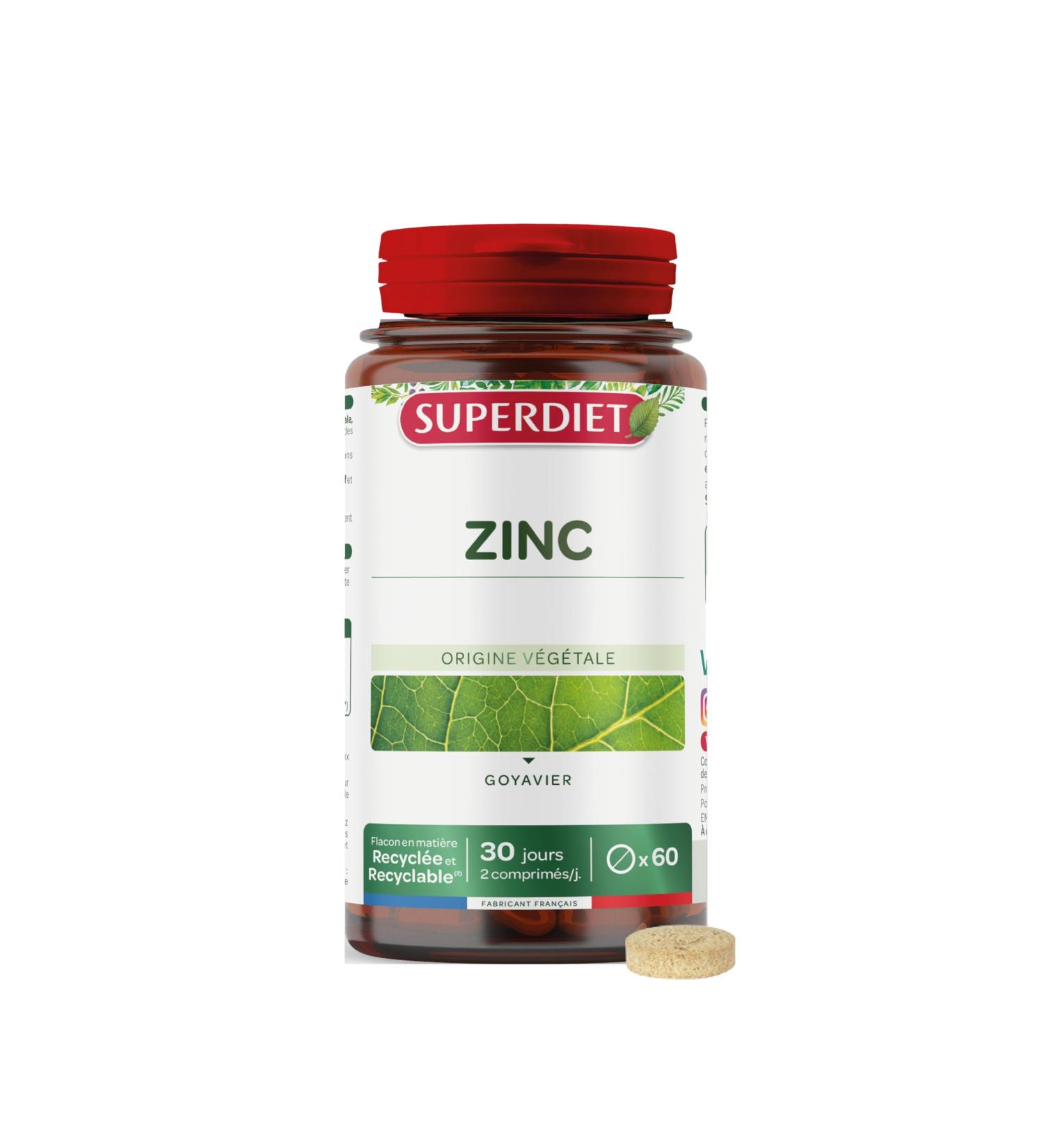 SUPERDIET - PLANT ZINC - Skin Hair Nails Immunity - Made in France - 60 tablets - Buy Online on GoSupps.com