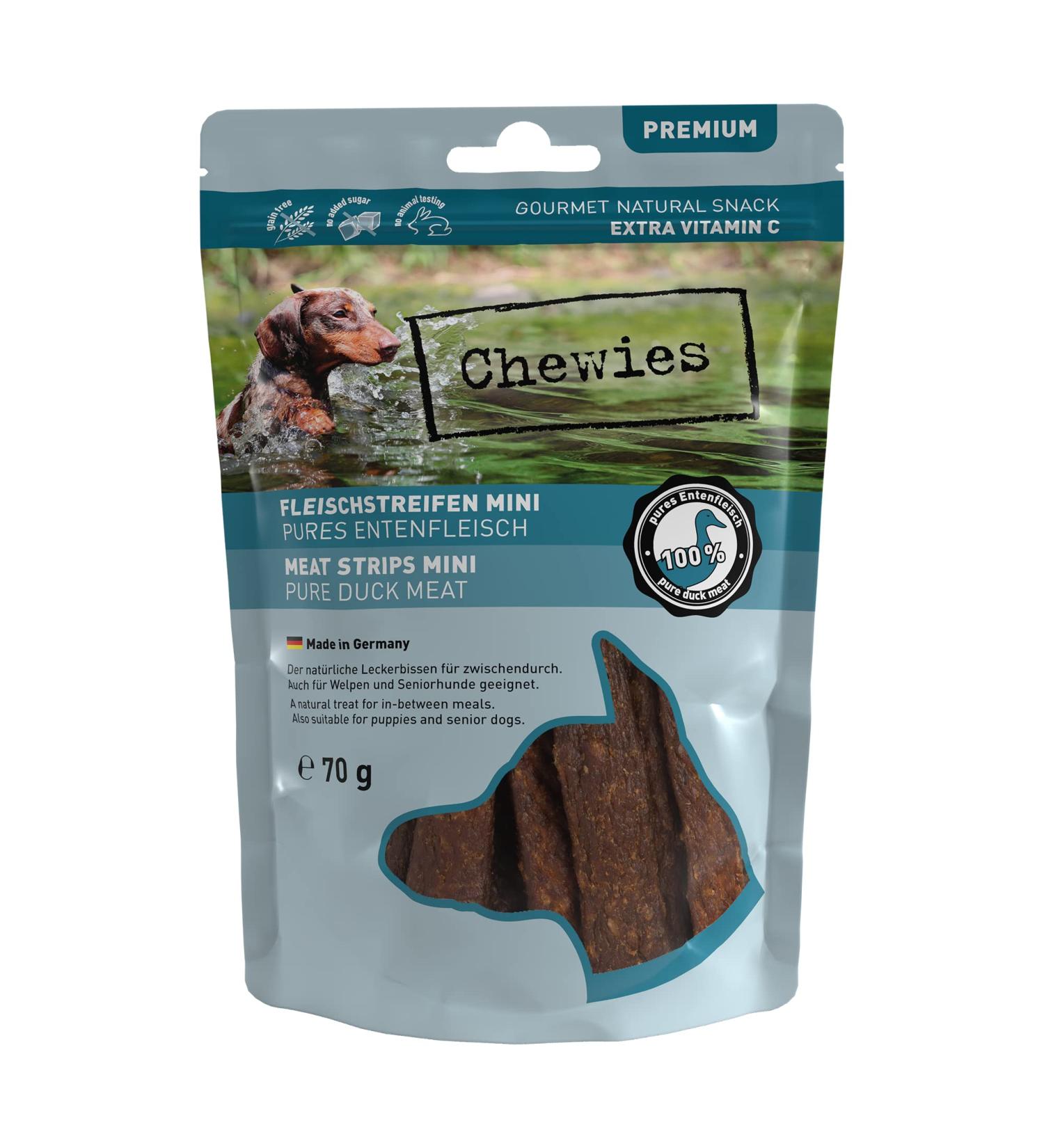 Mini Dogeleckerli: 100% Duck Meat Strips for Small Dogs - Hypoallergenic Grain-Free Snack - 70g Air-Dried Delicacy - Buy Online on GoSupps.com