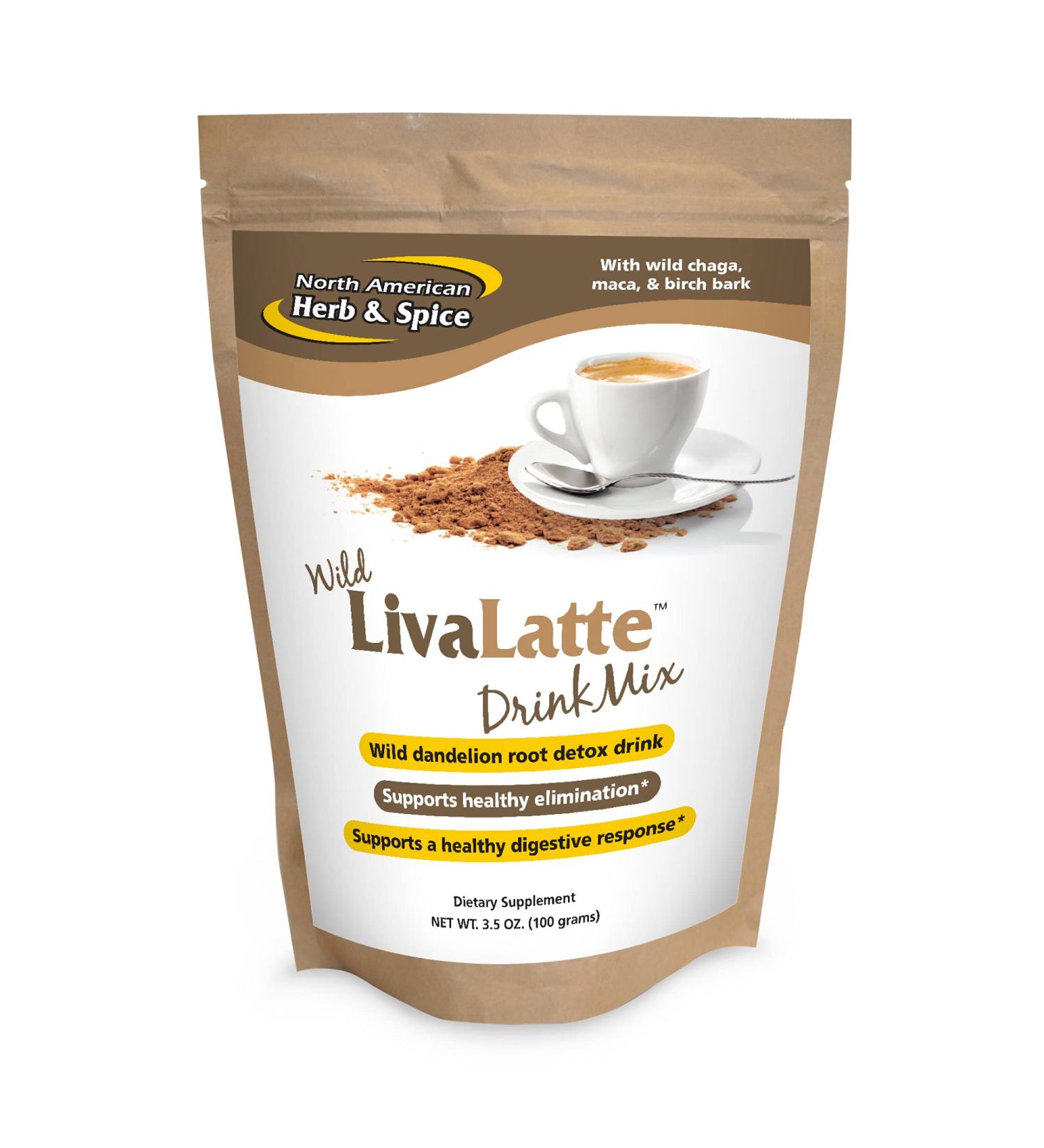 North American Herb & Spice LivaLatte - 3.5 oz. - Chaga Maca & Birch Bark Drink Mix - Healthy Liver Gallbladder & Kidney Function Digestive Support Optimal Health - Non-GMO - 36 Servings - Buy Online on GoSupps.com