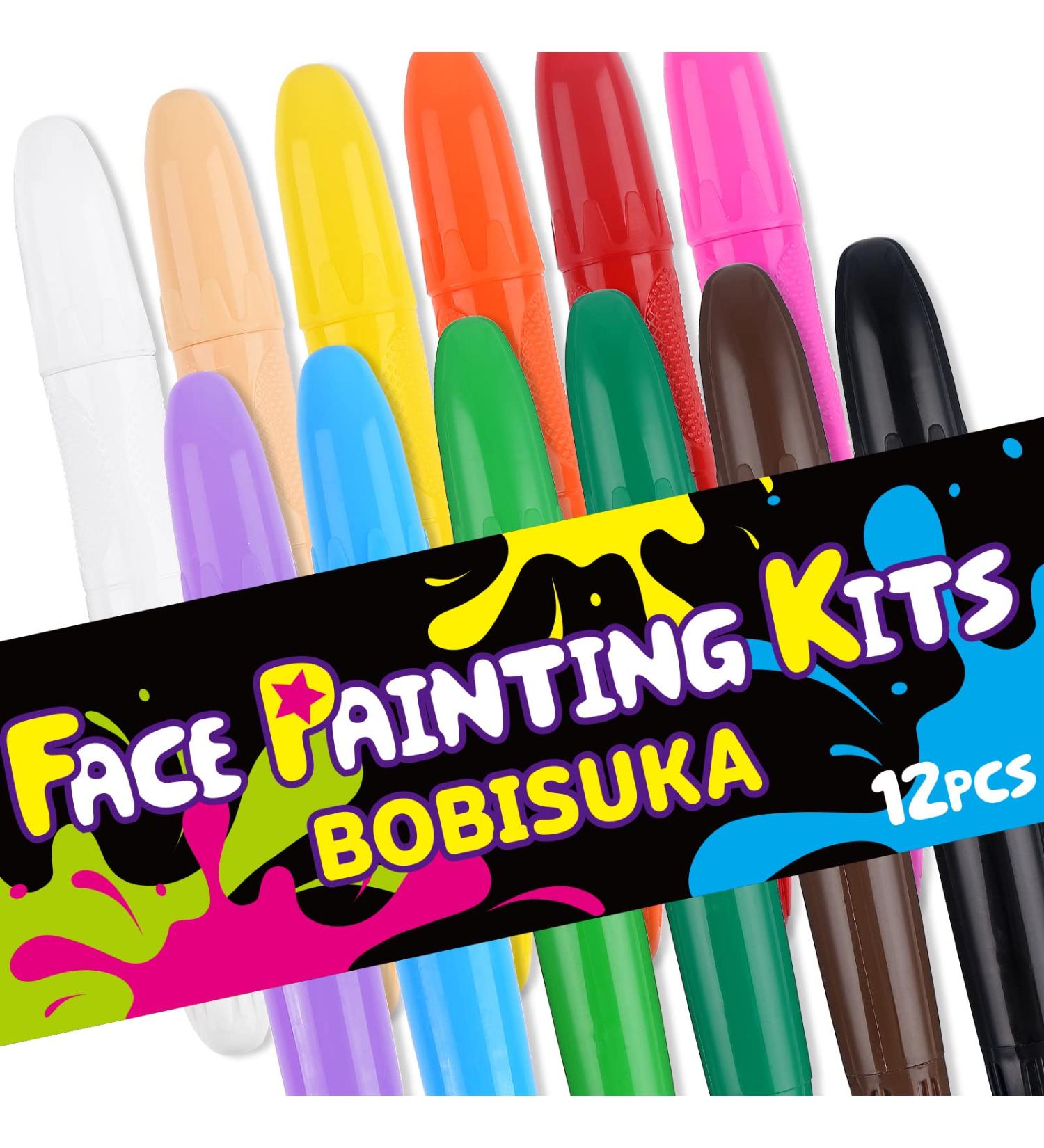 BOBISUKA Face Body Paint Sticks Kit - 12 Color Water Based Crayon Set for Art, Theater, Halloween - Non-Toxic & Washable - Ideal for Cosplay, Clown SFX Makeup - Women & Adults - Buy Online on GoSupps.com