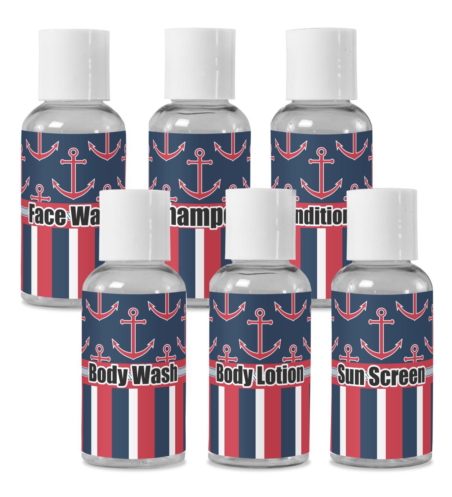 YouCustomizeIt Personalized Nautical Anchors & Stripes Travel Bottles