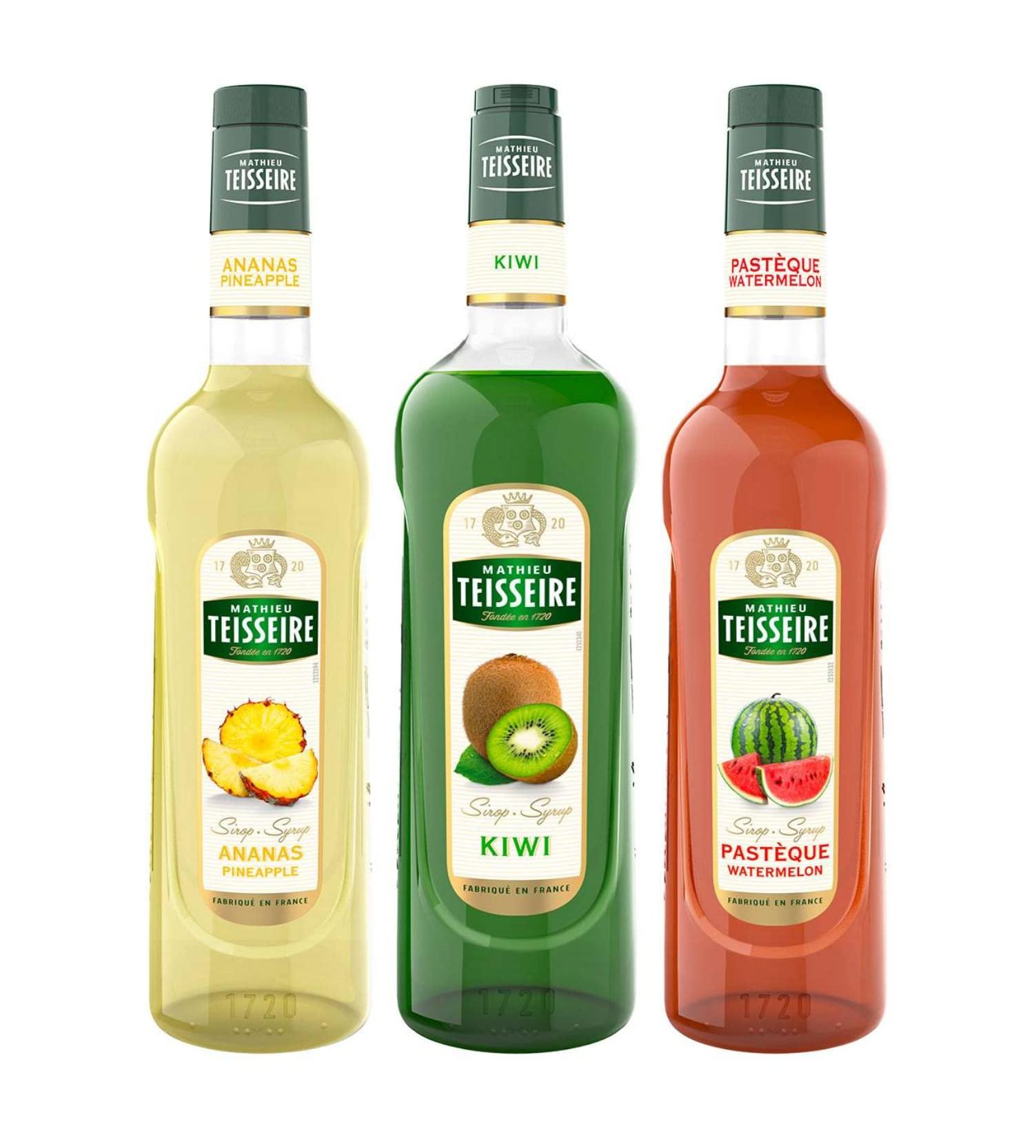 TEISSEIRE exotic syrups - Pineapple, Kiwi, Watermelon - 2x70cL and 1x1L