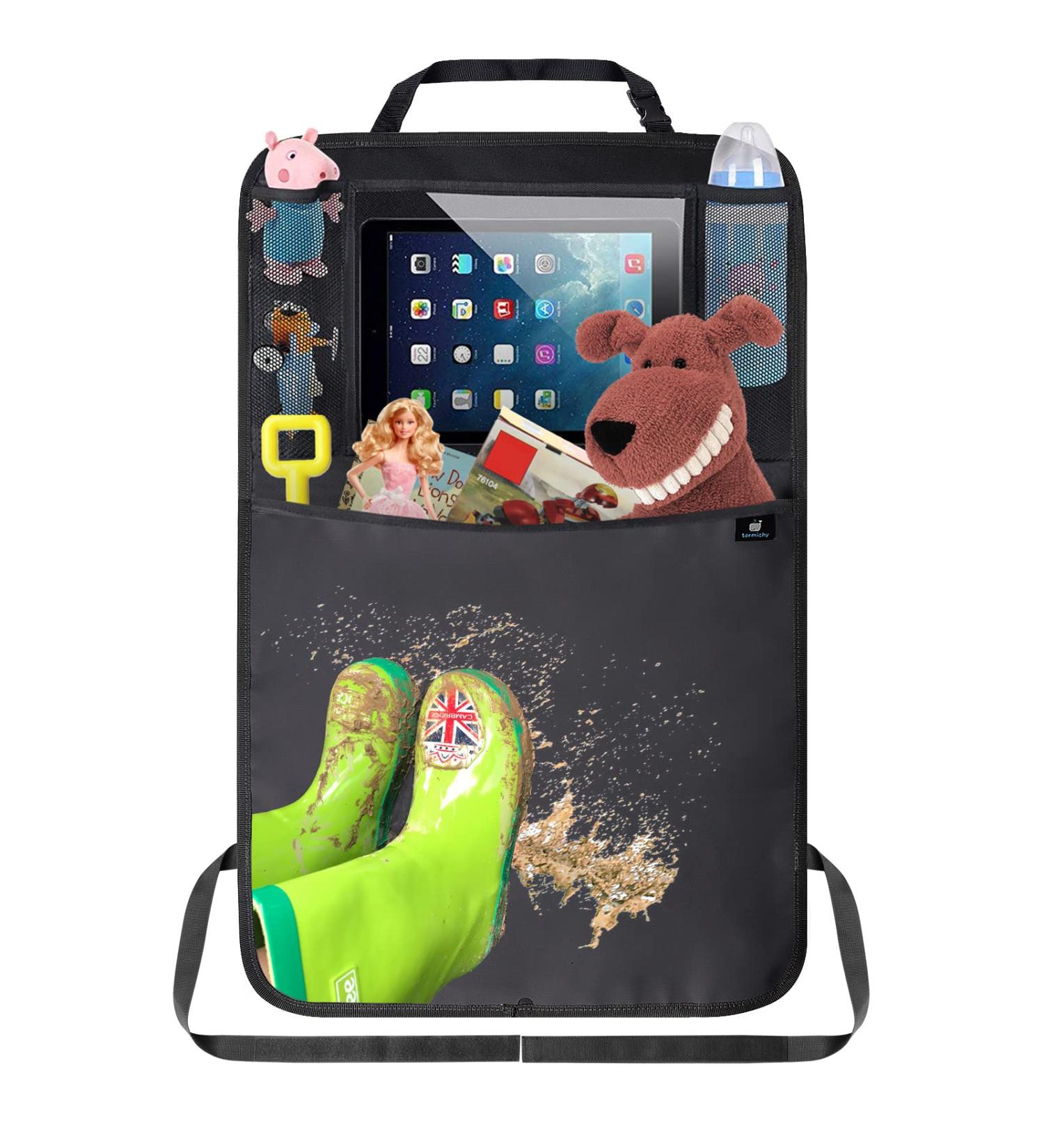 Termichy Backrest Protection for Car Waterproof Kick-Mat Children Car Organizer with Large Storage Bag (Black 1 Piece) - Buy Online on GoSupps.com