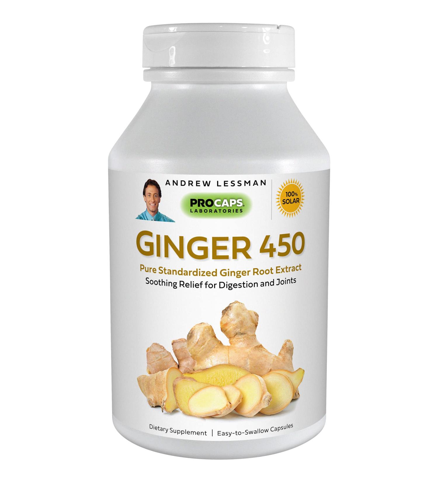 ANDREW LESSMAN Ginger 450 - 60 Capsules | Natural Relief for Joints & Digestion | Anti-Aging & Anti-oxidant Properties | No Additives - Buy Online on GoSupps.com