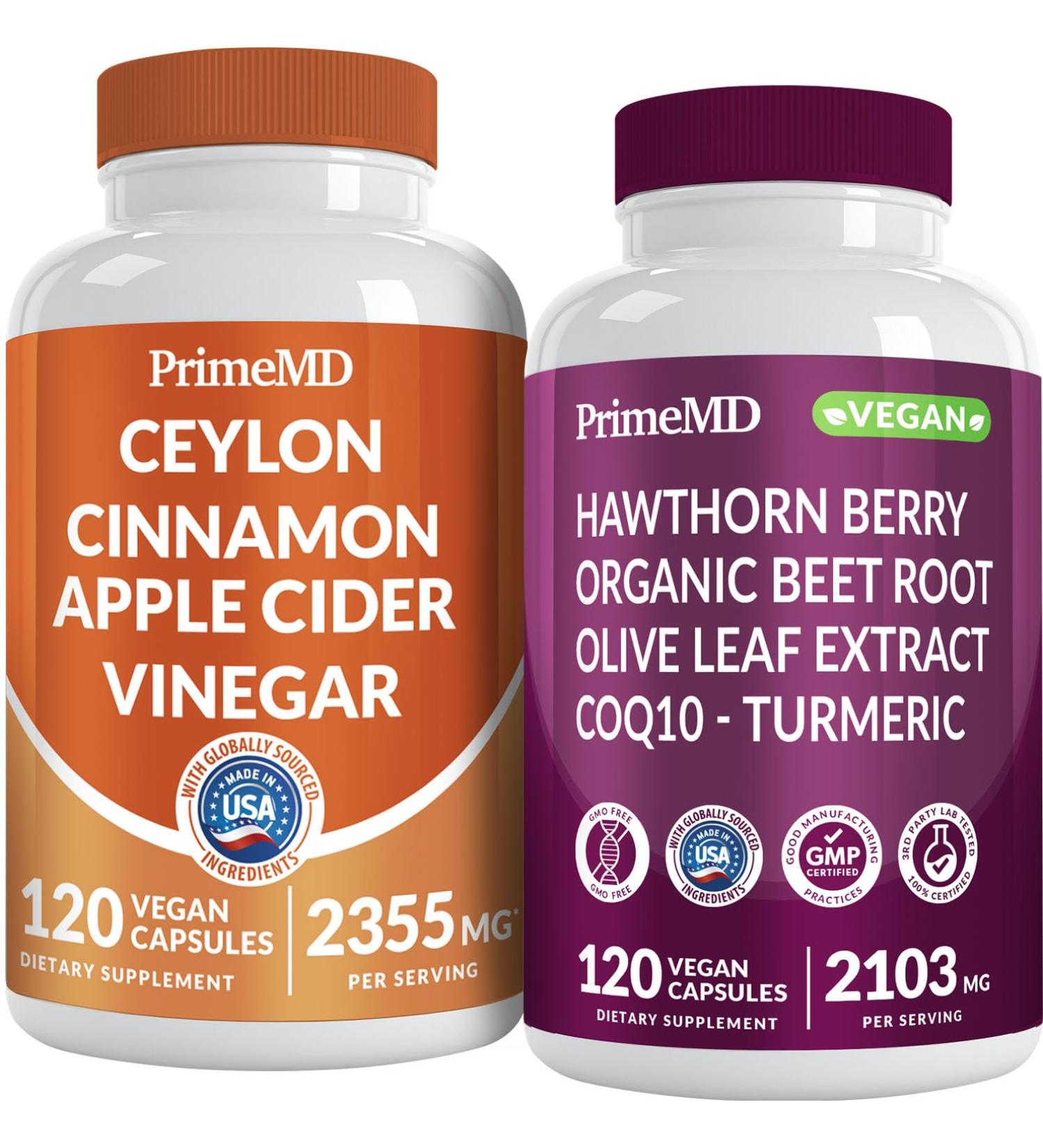 Ceylon Cinnamon (1pk) and Nitric Oxide (1pk) Supplement Bundle - Potent Vitamins for Heart Metabolism Balance Circulatory Lipid and Immune Support - Non-GMO Vegan Gluten-Free - Buy Online on GoSupps.com