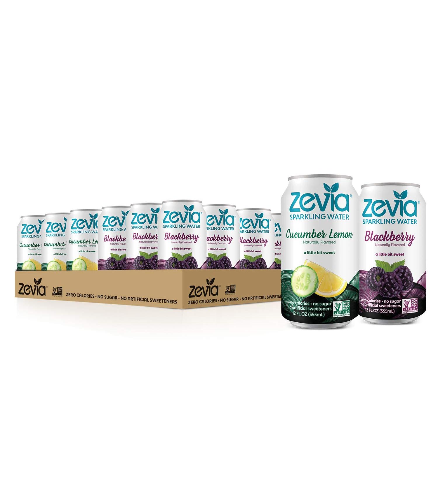 Zevia Sparkling Water Variety Pack - 24-Pack, 12oz Cans - Buy Online on GoSupps.com