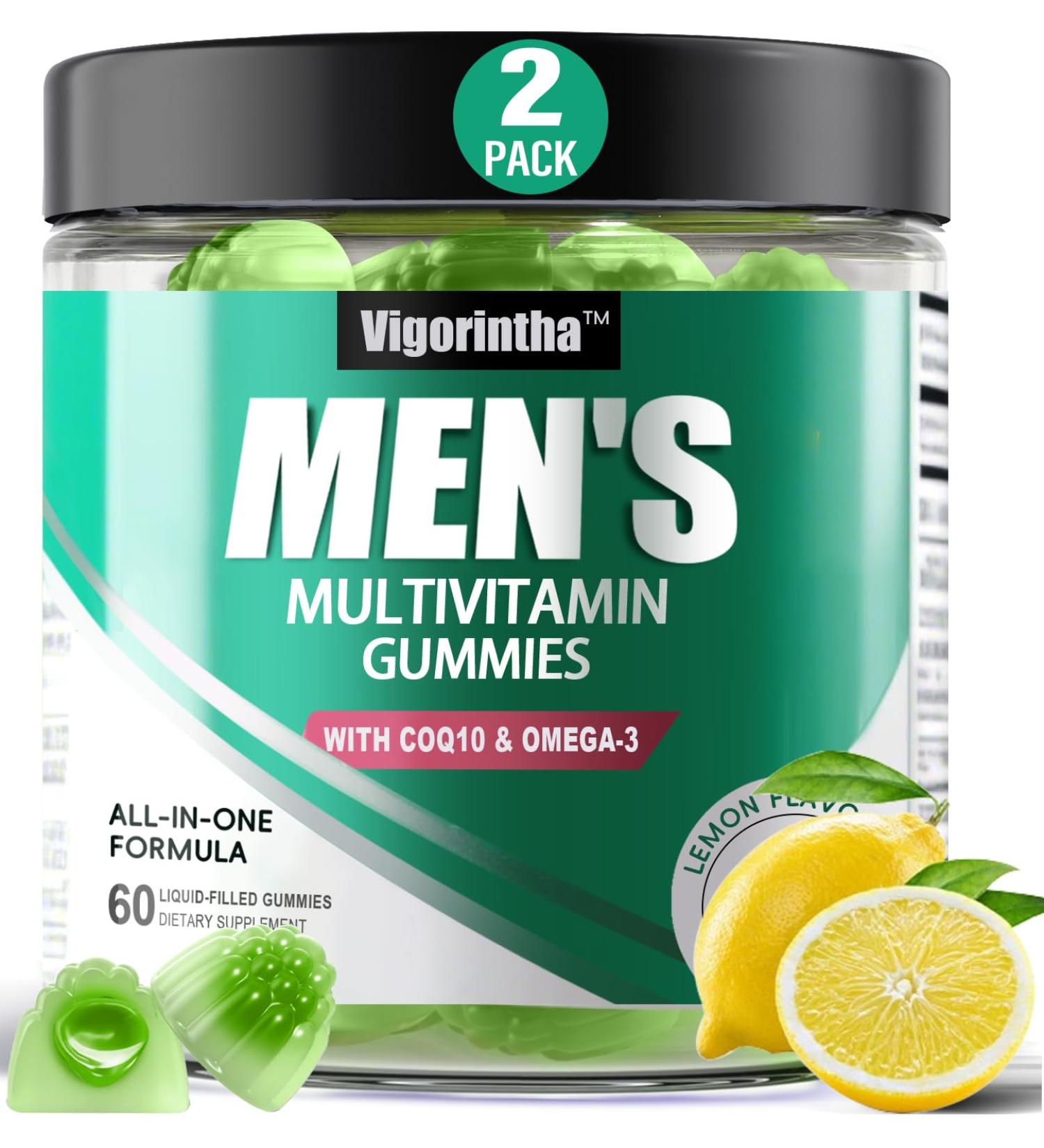 2 Pack Mens Multivitamins Gummies- Methylated Multivitamin for Men with Coq 10 Vegan Omega 3 Vitamins A C E D3 K2 B6 B12 B1 B2 Daily Mens Vitamins for Energy Immunity Sugar Free 120 Count - Buy Online on GoSupps.com