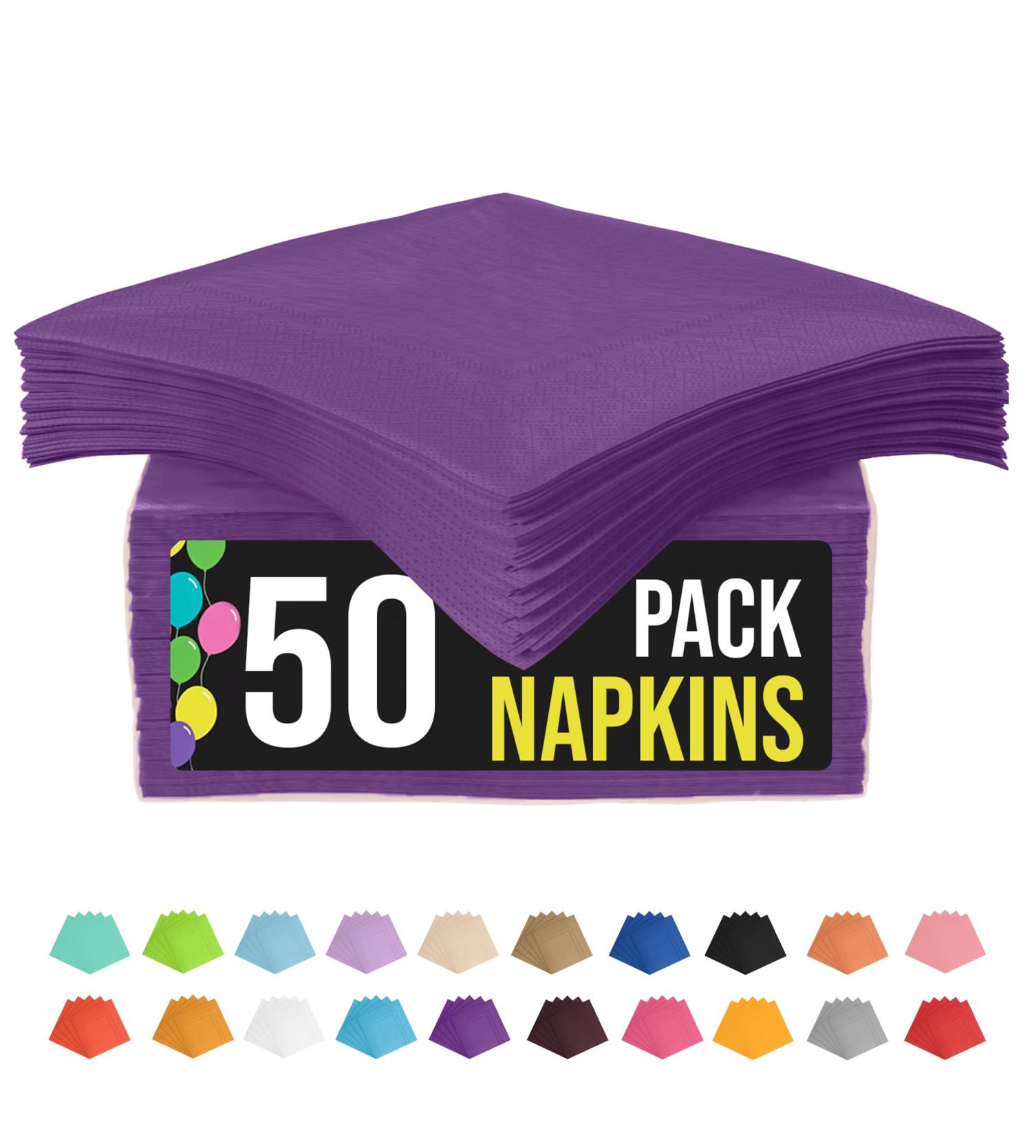 50 Purple Paper Napkins 2 Ply Cocktail Napkins Highly Absorbent Everyday Purple Disposable Paper Purple Cocktail Beverage Napkins Party Napkins Purple Bar Napkins I Bulk Napkins - Exquisite 4.75" x 4.75" (Cocktail Napkins) Purple - Buy Online on GoSupps.com