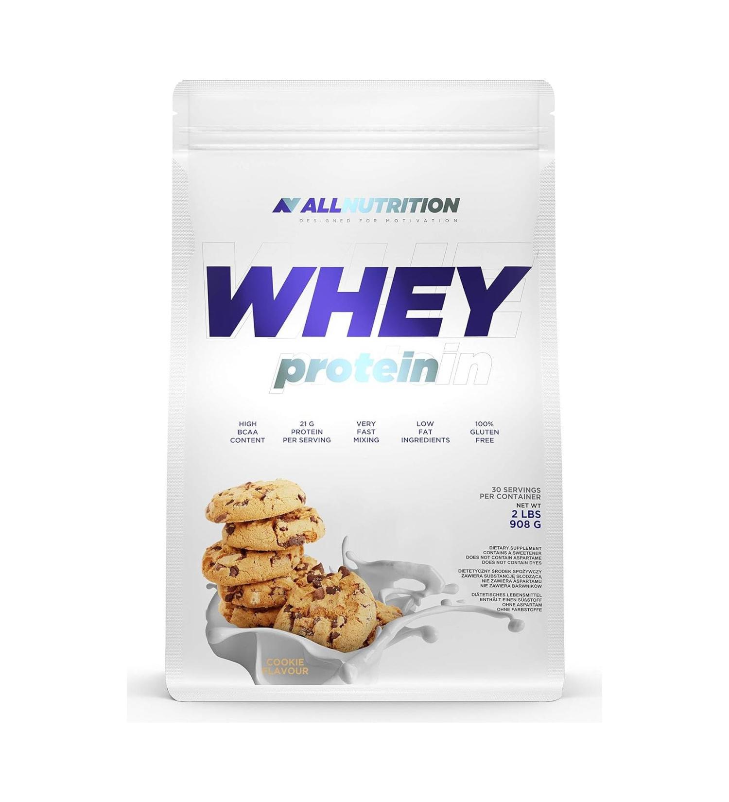 ALLNUTRITION Whey Protein 908g Pack of 1 Whey Protein Powder Muscle Building with Branched Amino Acids BCAA (Chocolate Cookies) - Buy Online on GoSupps.com