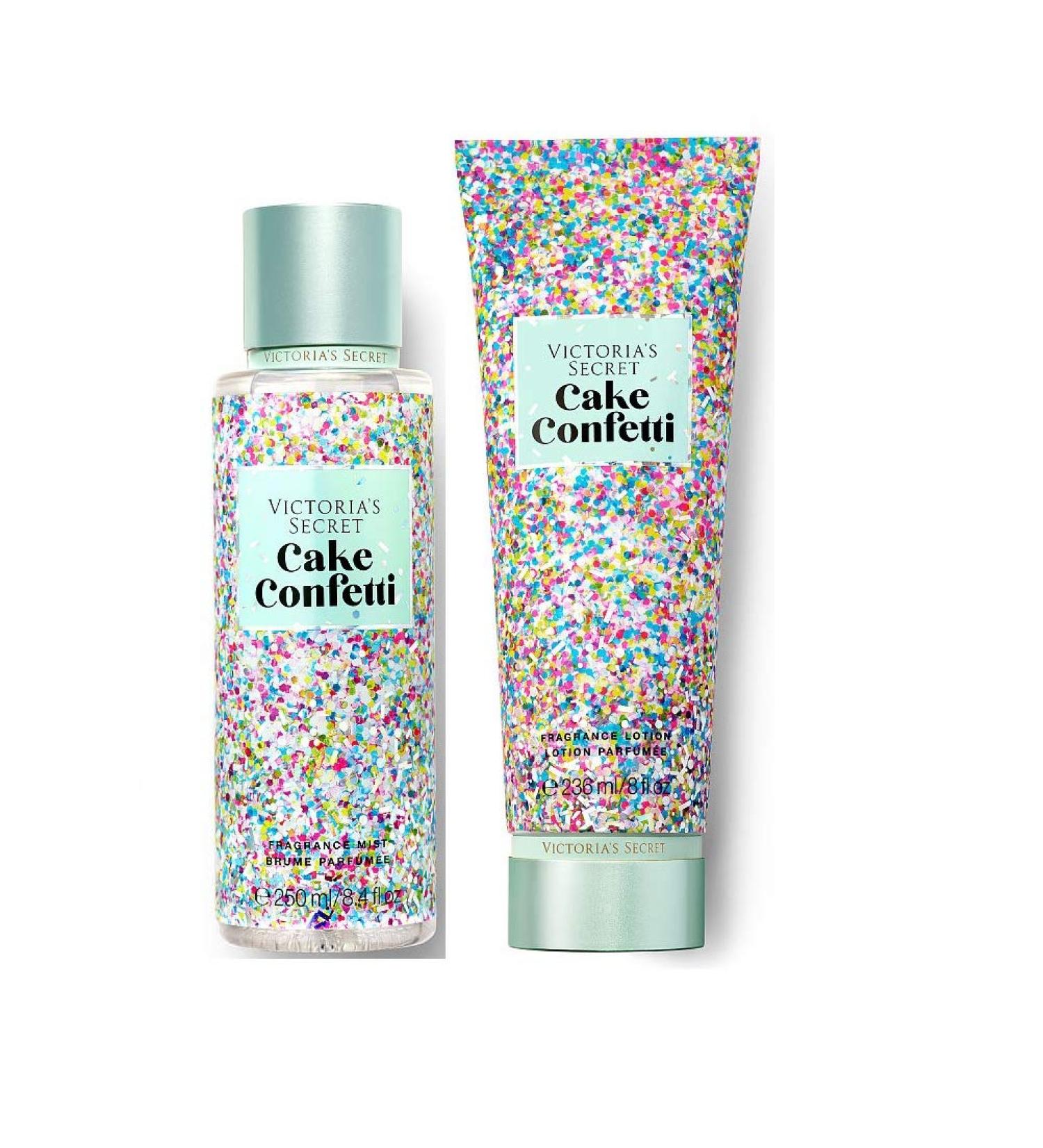 Victorias Secret Pink Sweet Fix Fragrance Mist and Lotion Set (2PC) - 8.4 fl oz & 8 fl oz (Cake Confetti)