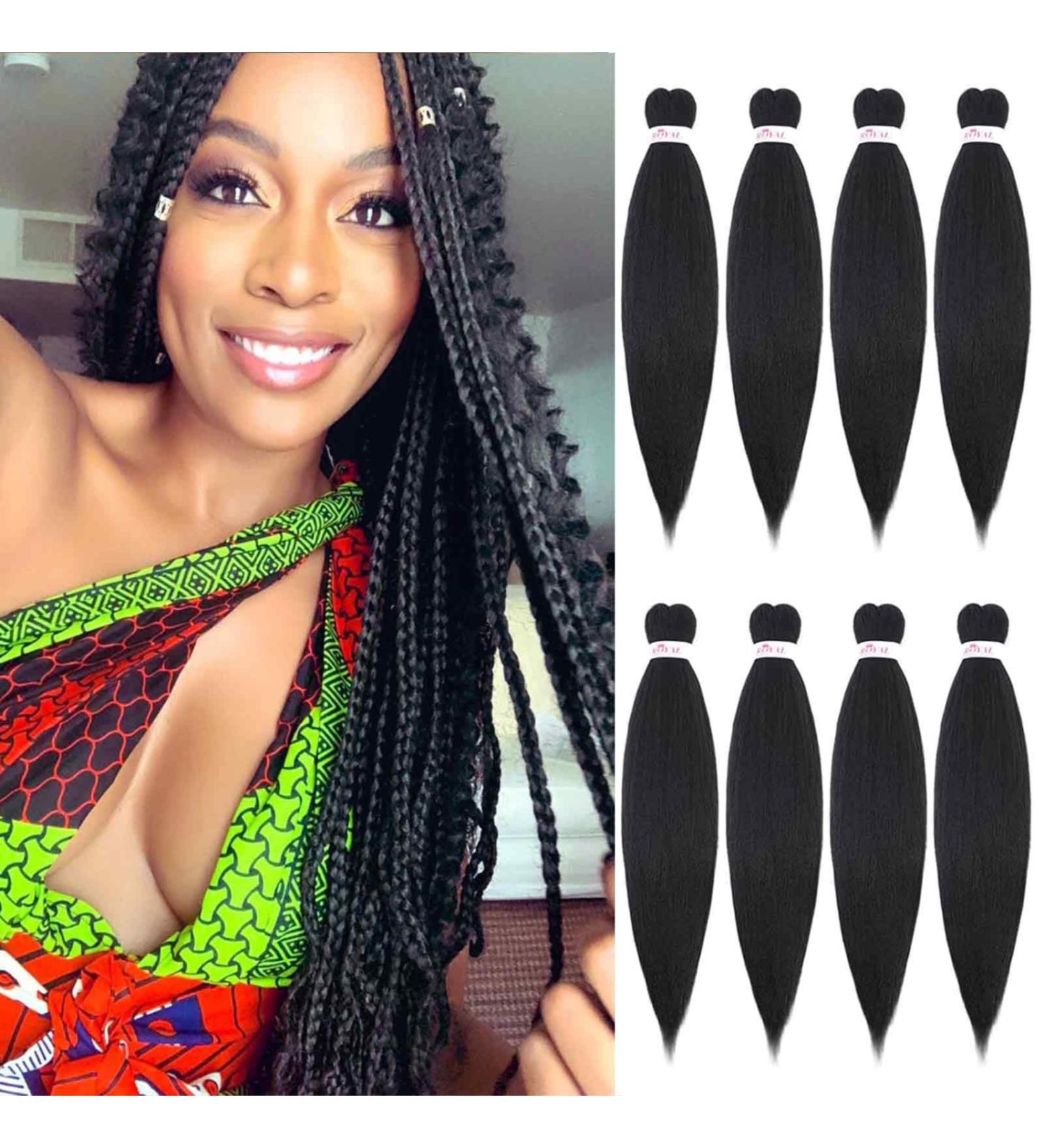 Pre-stretched 26 Inch Black Synthetic Braiding Hair 8 Pack - EZ Braid Soft Texture for Knotless Yaki Style , Wet and Wavy - Perfect for Braiding - Buy Online on GoSupps.com