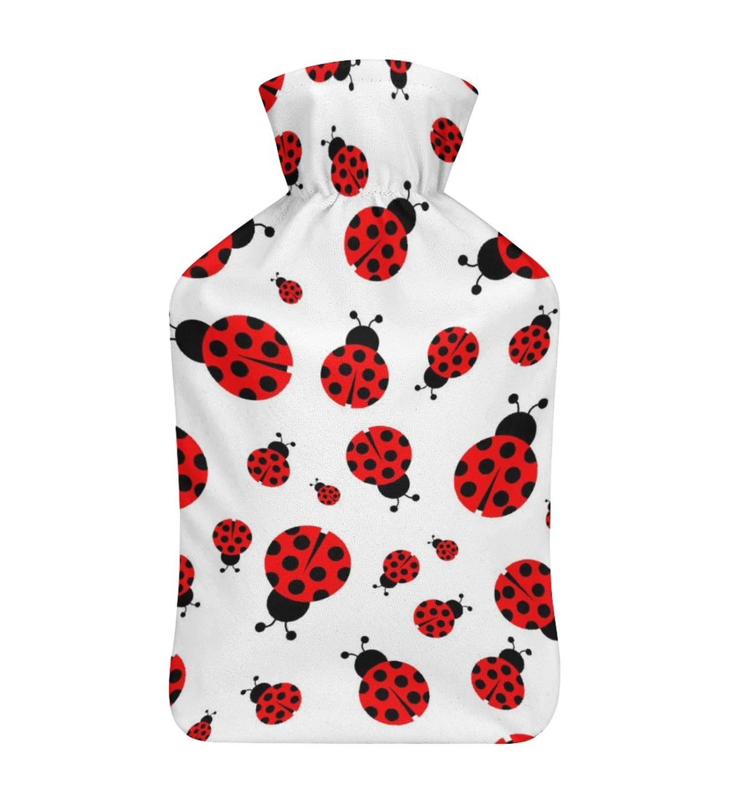 Ladybug Hot Water Bottle with Plush Cover - Cozy Hand Warmer for Adults & Kids | 26.5x15.3cm - International Shipping Available - Buy Online on GoSupps.com