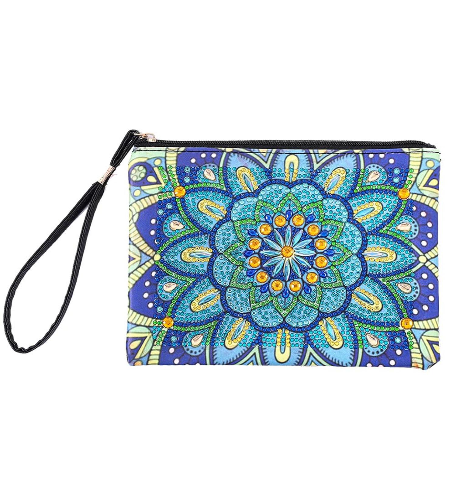 Domybest Women's Wallet - Diamond Painting Mandala Clutch Leather Travel Bag with Card Compartment & Cosmetic Pouch - Blue - Buy Online on GoSupps.com