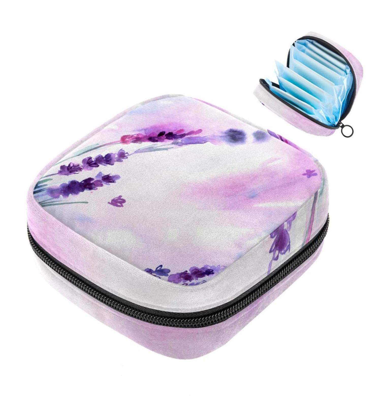 Shop Eco-Friendly Storage Bags for Women's Menstrual Products | Zippered Organization Bags in Purple Watercolor - Buy Online on GoSupps.com