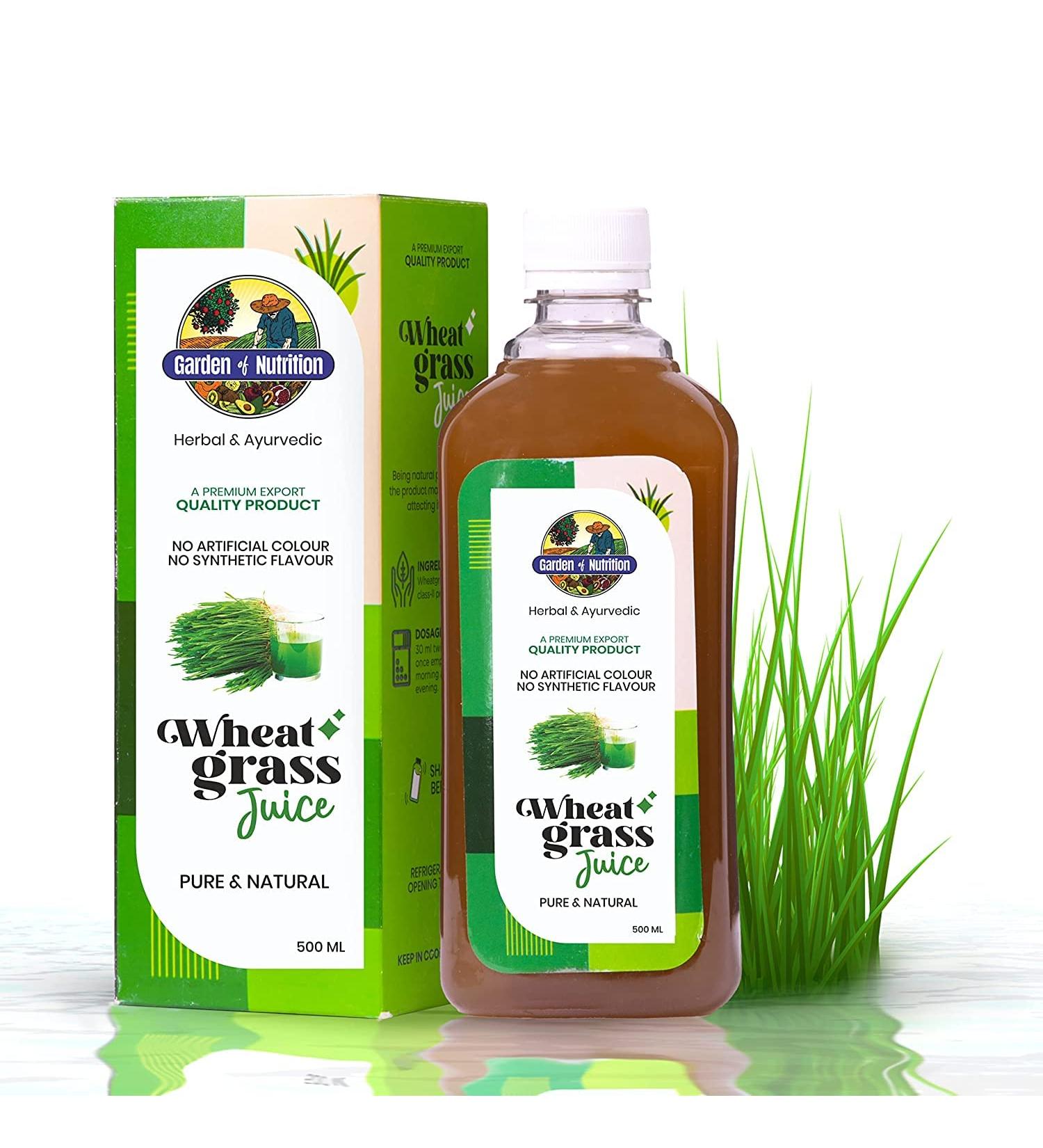 GARDEN OF NUTRITION Herbal and Ayurvedic Wheatgrass Juice | Natural Cleanser & Blood Purifier | No Added Sugar (500ml) Pack of 2 - Buy Online on GoSupps.com