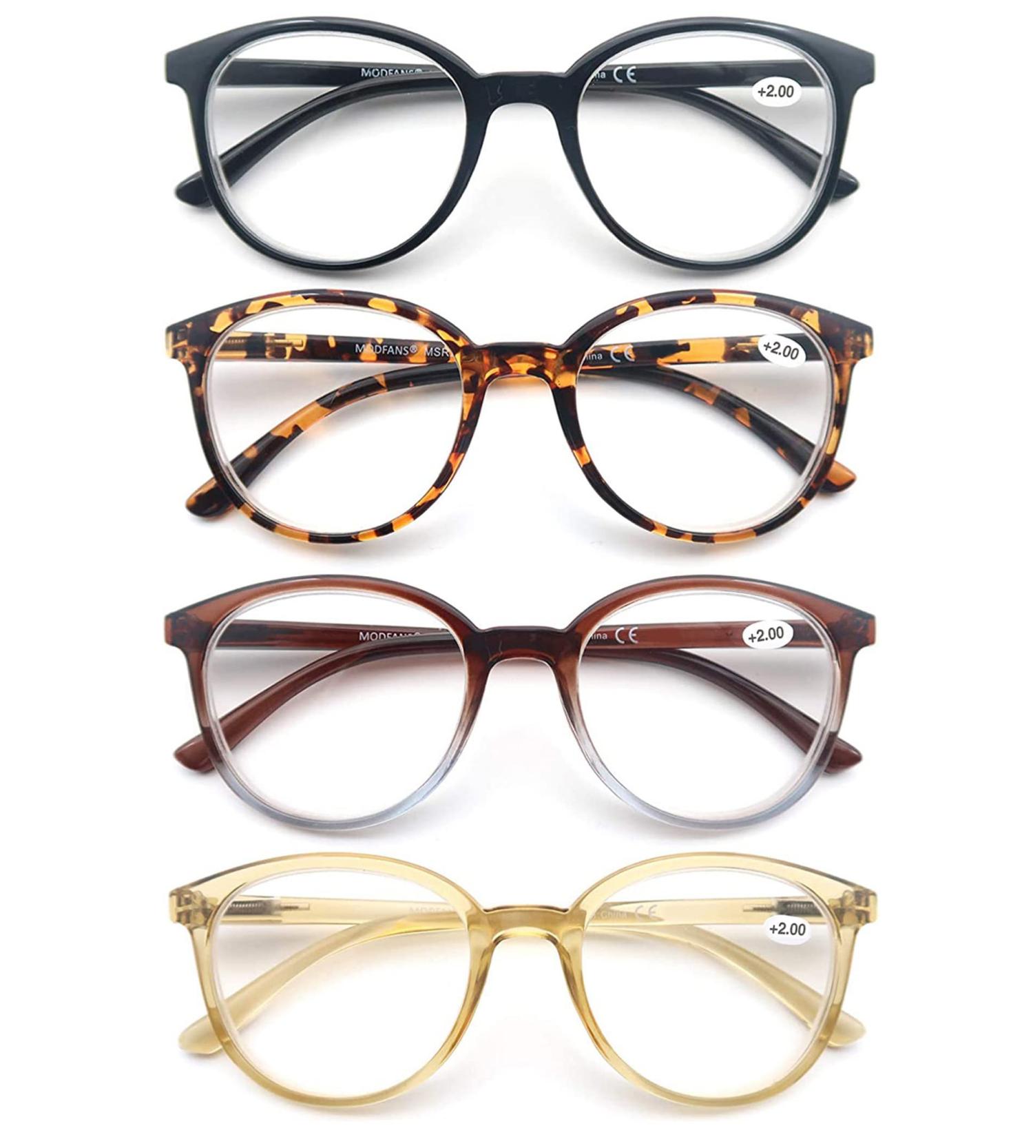 Modfans 4 Pack Round Reading Glasses for Men & Women - High Quality Comfortable Fashionable +3.50 Magnification - Great Reading Aid in Mixed Colors - Buy Online on GoSupps.com