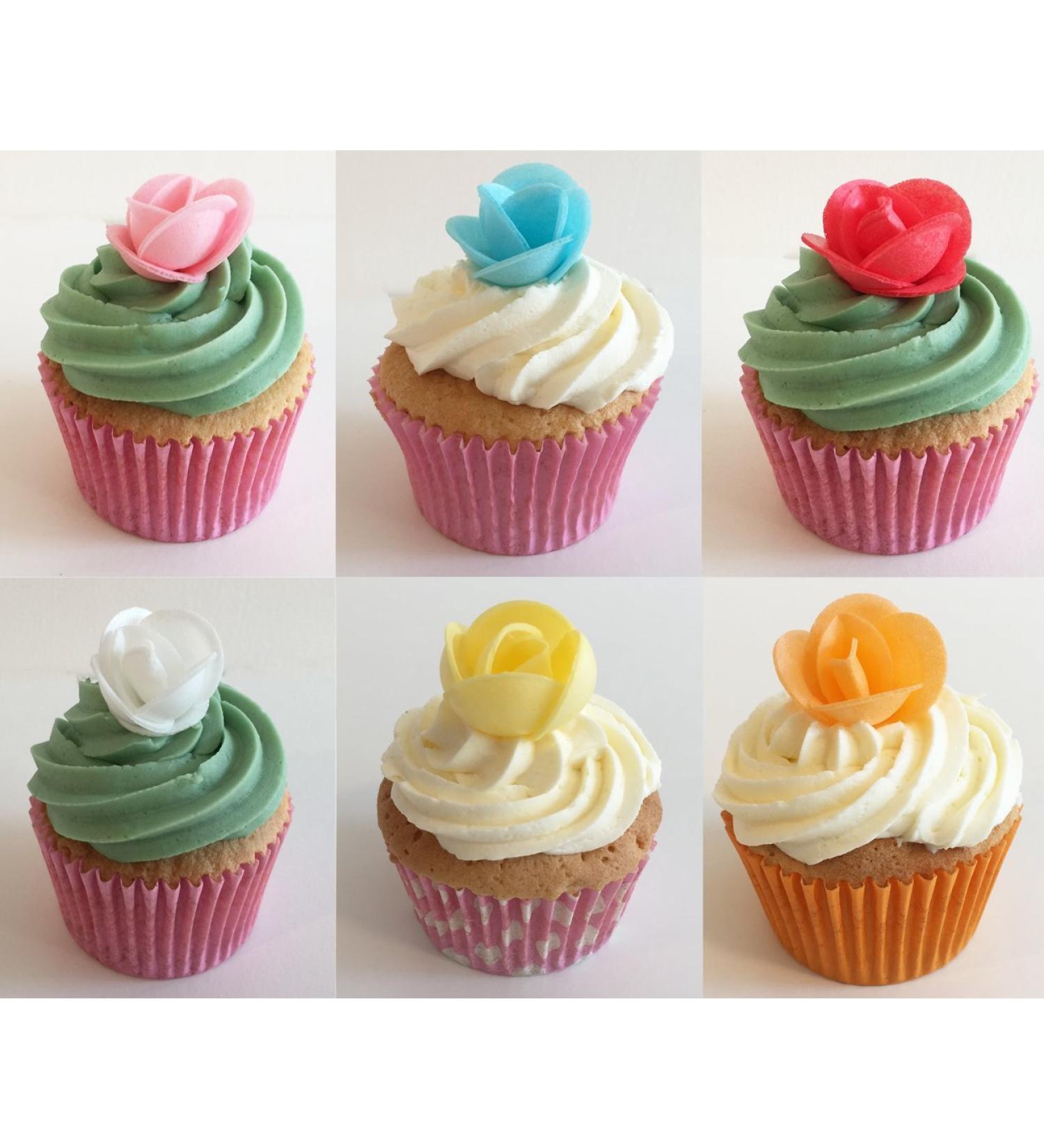 60 Gorgeous Edible 3D Wafer Roses: 12 Pink 12 Red 12 White 12 Yellow & 12 Blue - Buy Online on GoSupps.com