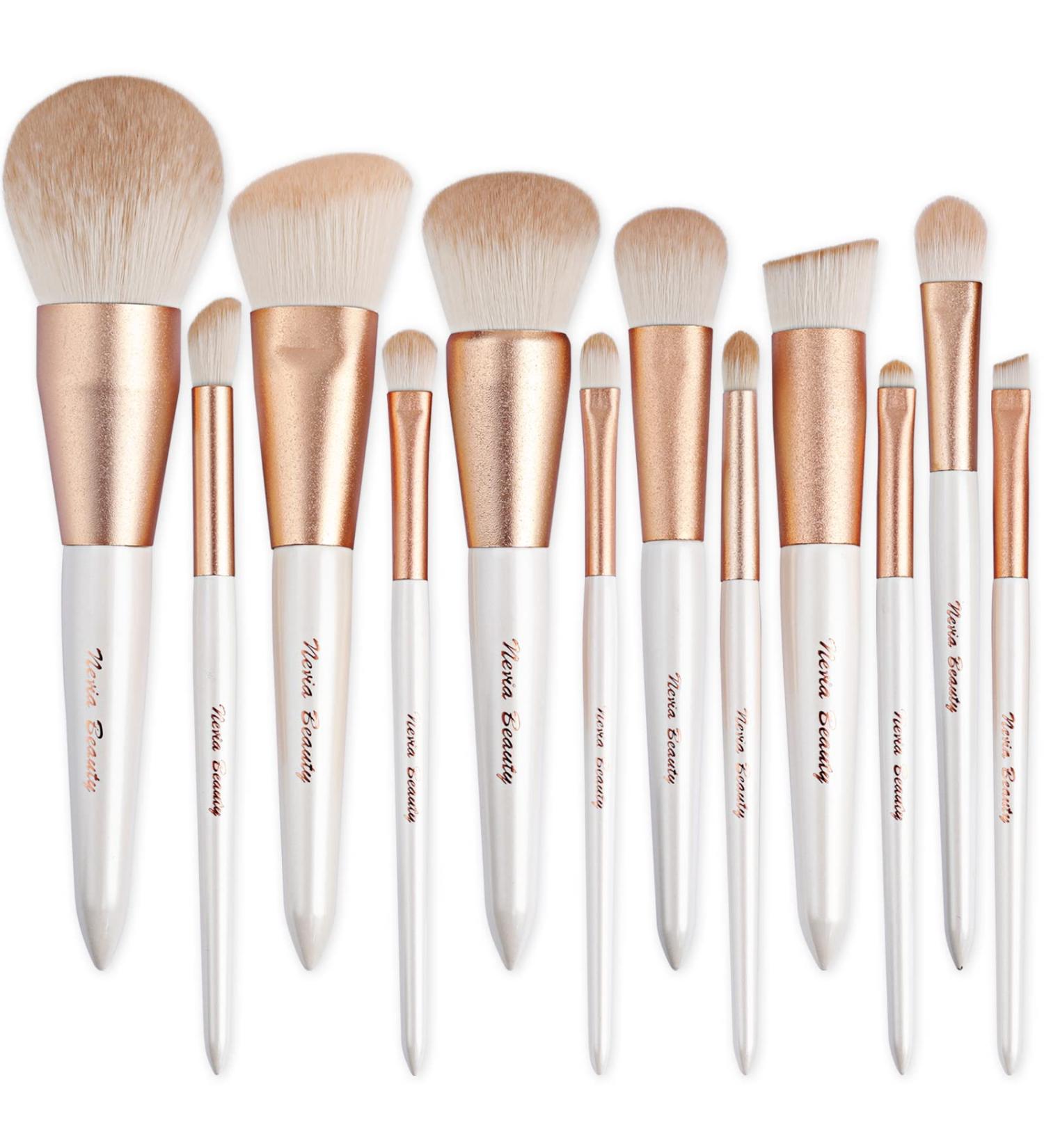 EVRCHEGIA 12pcs White Makeup Brush Set - Premium Eye Shadow, Eyebrows, Eyeliner, Concealer, Lip Liner & Foundation Brushes - Cruelty-Free Synthetic Fiber Bristles - Travel-Friendly - Buy Online on GoSupps.com