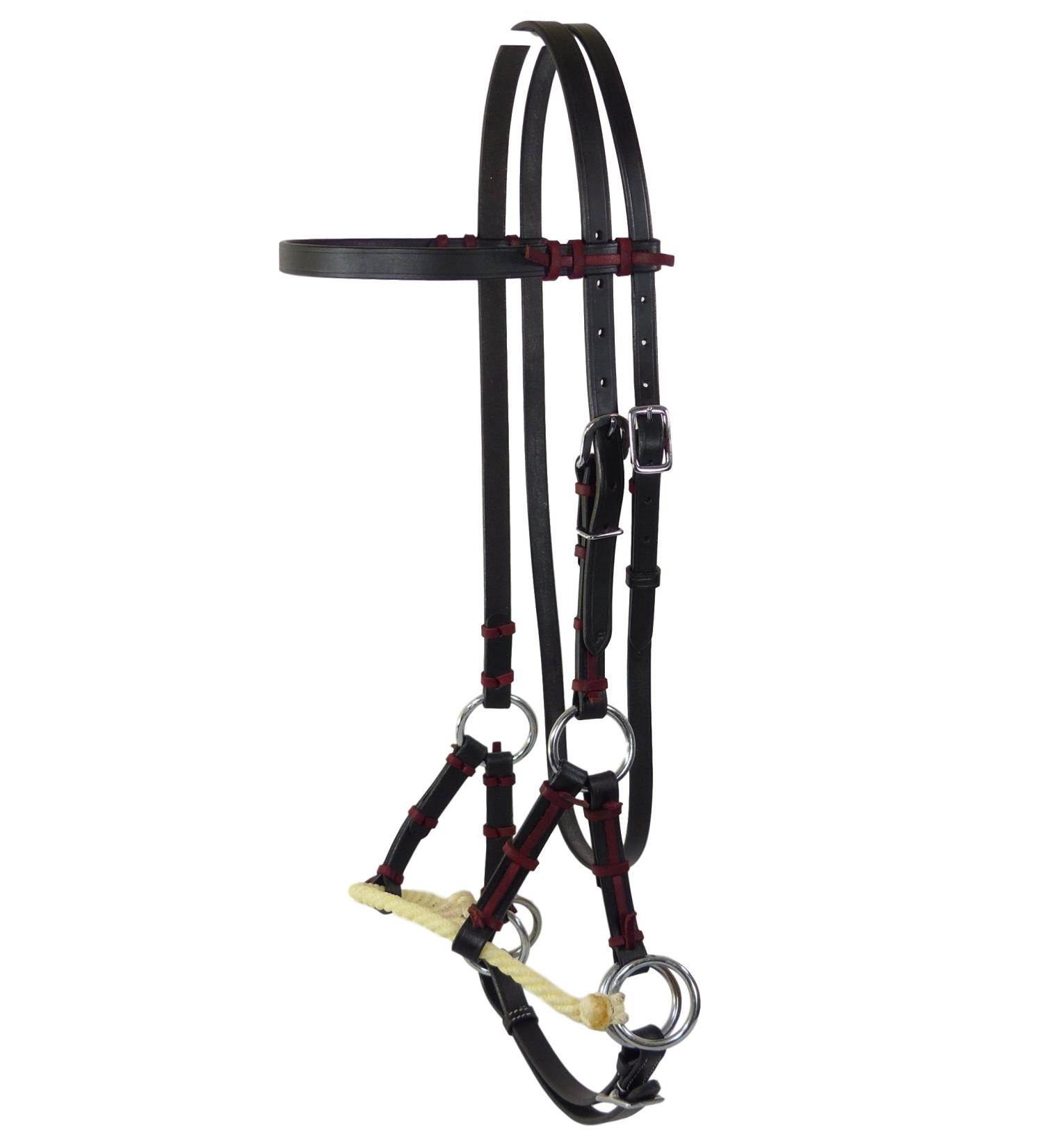 Thor Equine Sidepull with Single Rope Noseband Black Black Cob