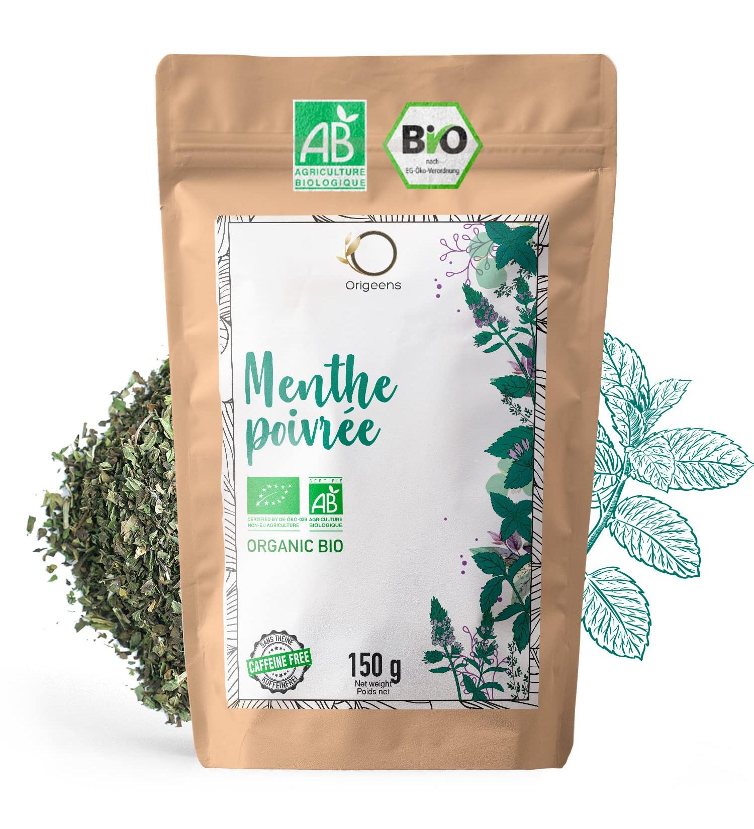 ORIGEENS ORGANIC PEPPERMINT LEAVES 150g | Dried Mint for Iced Tea and Cooking | Loose Leaf Infusion - Buy Online on GoSupps.com