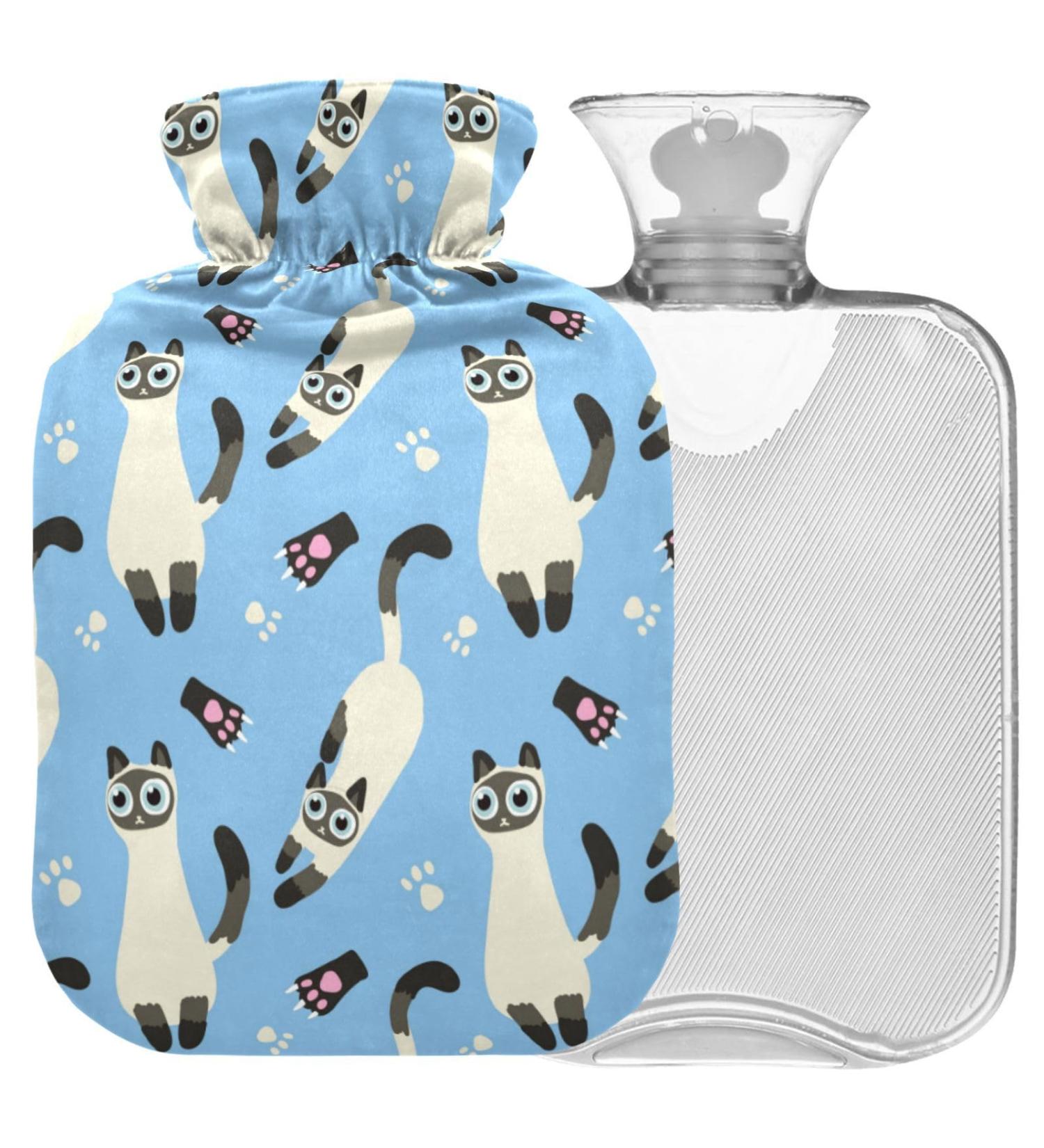 Naanle Siamese Cat Hot Water Bottle with Cover - 2L Large Pain Relief & Therapy | Warm-Up Bag for Bed Hands & Feet - Transparent Design - Buy Online on GoSupps.com